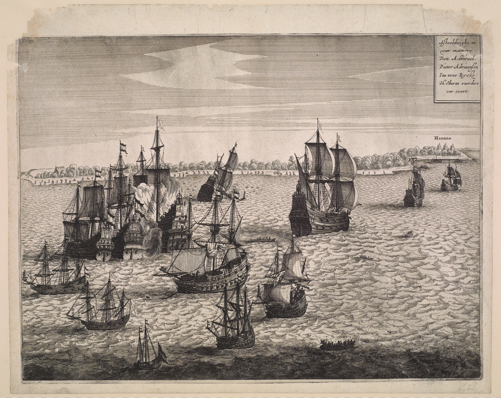 A.1367(05)25; De verovering van twee Honduras-vaarders door Pieter Adriaensz. Ita, 1628; prent