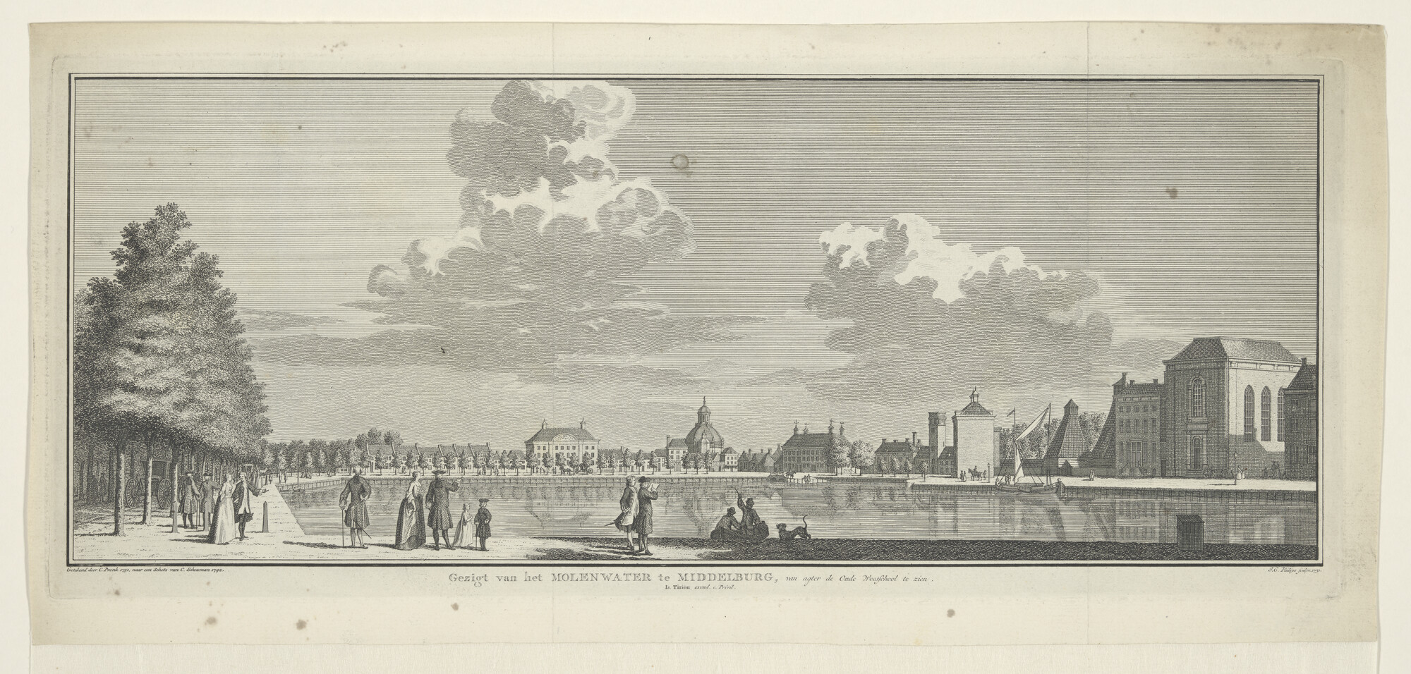 A.2988(10)b; Gezicht van het Molenwater te Middelburg; prent