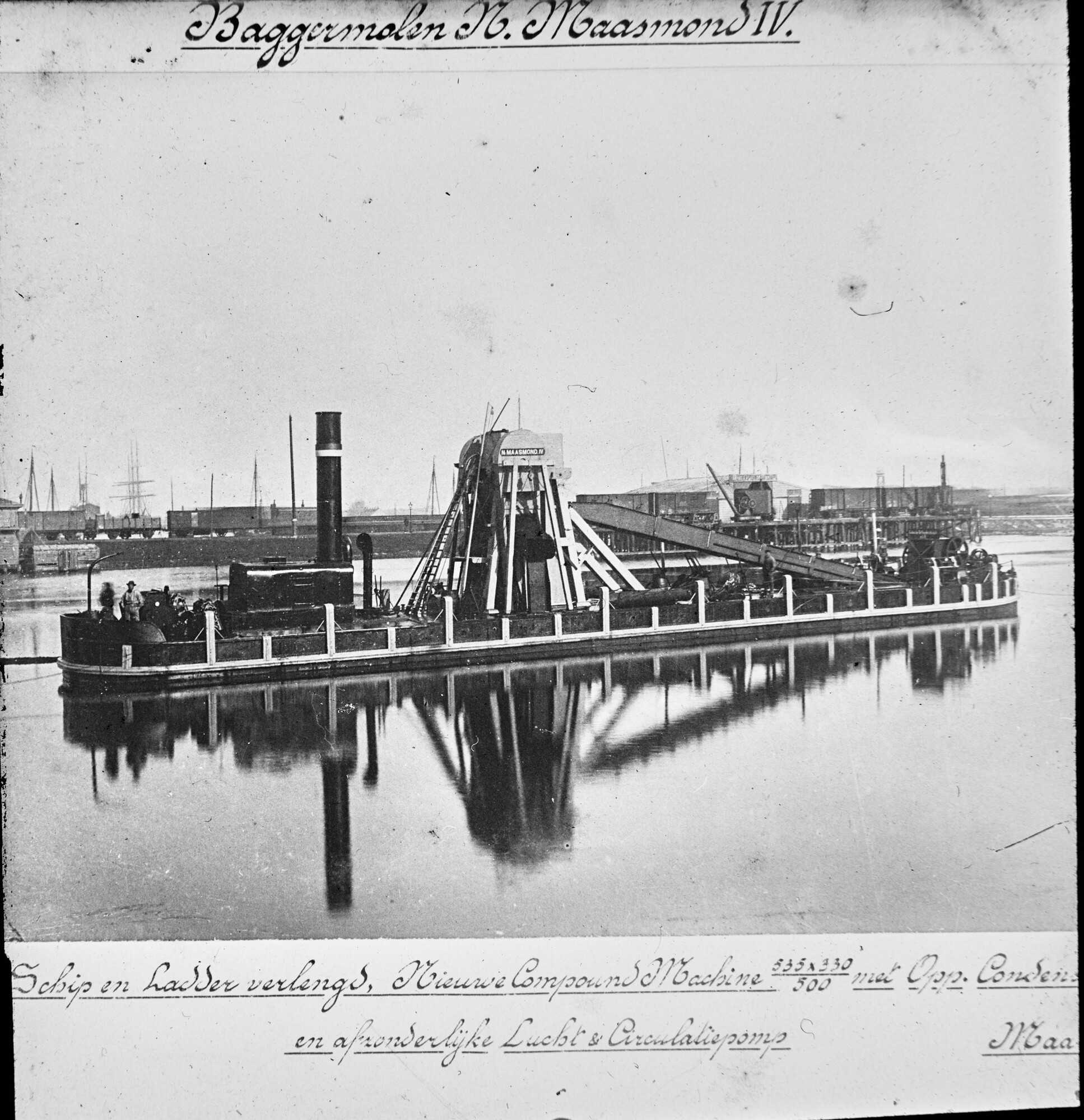 S.1156(06)038; De baggermolen 'Maasmond IV', maart 1901; lantaarnplaatje