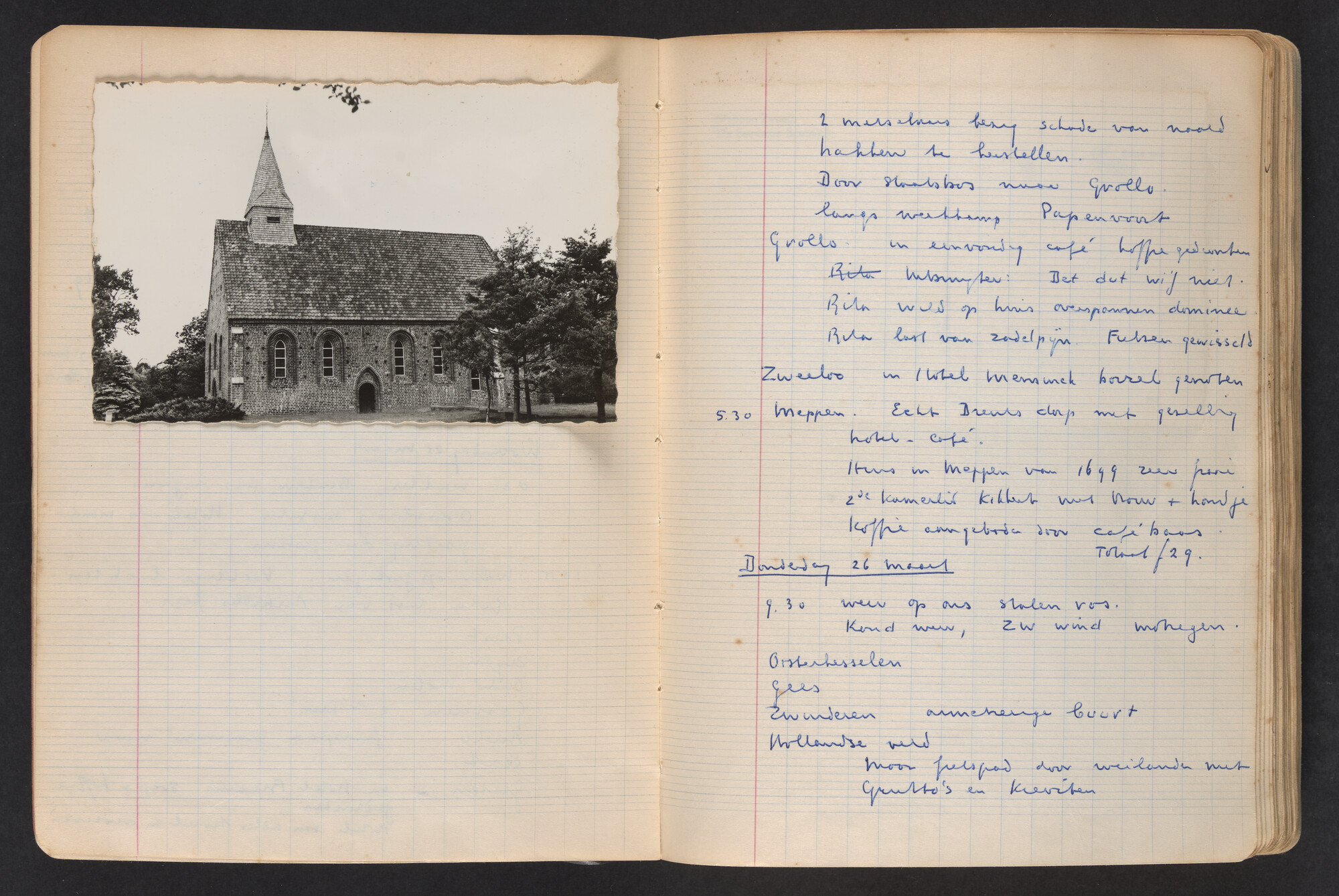 2017.0796; Logboek c.q. fotoalbum van o.a. reizen met zeeschouw Grutto in Nederland, 1963-1965; logboek