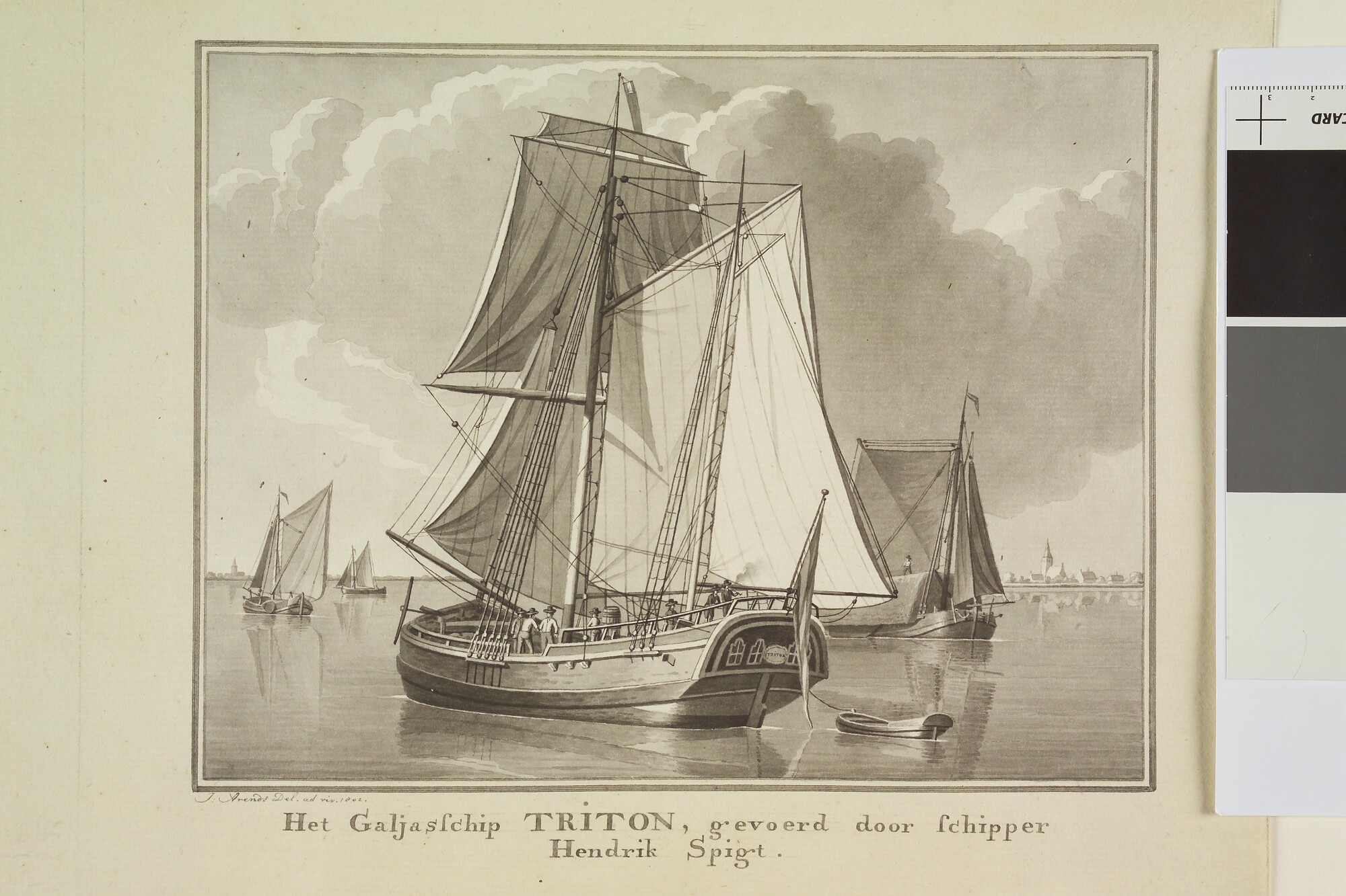 A.1238(15); Het galjasschip 'Triton'; tekening