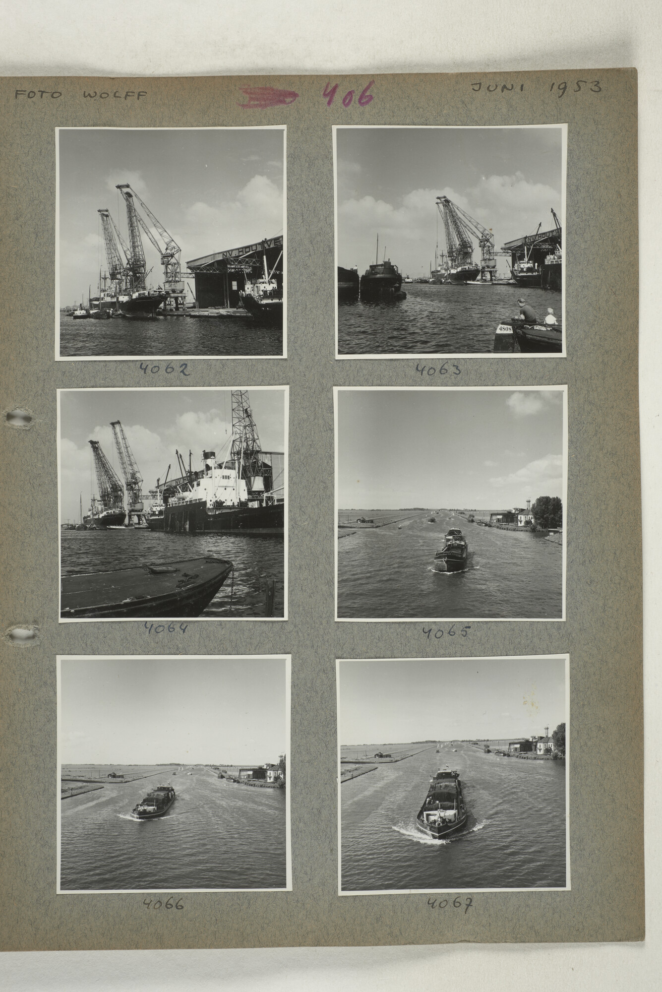 1998.2182; Omslag (voorheen ordner) met een grote hoeveelheid proef foto's van de haven en de stad van Amsterdam; omslag