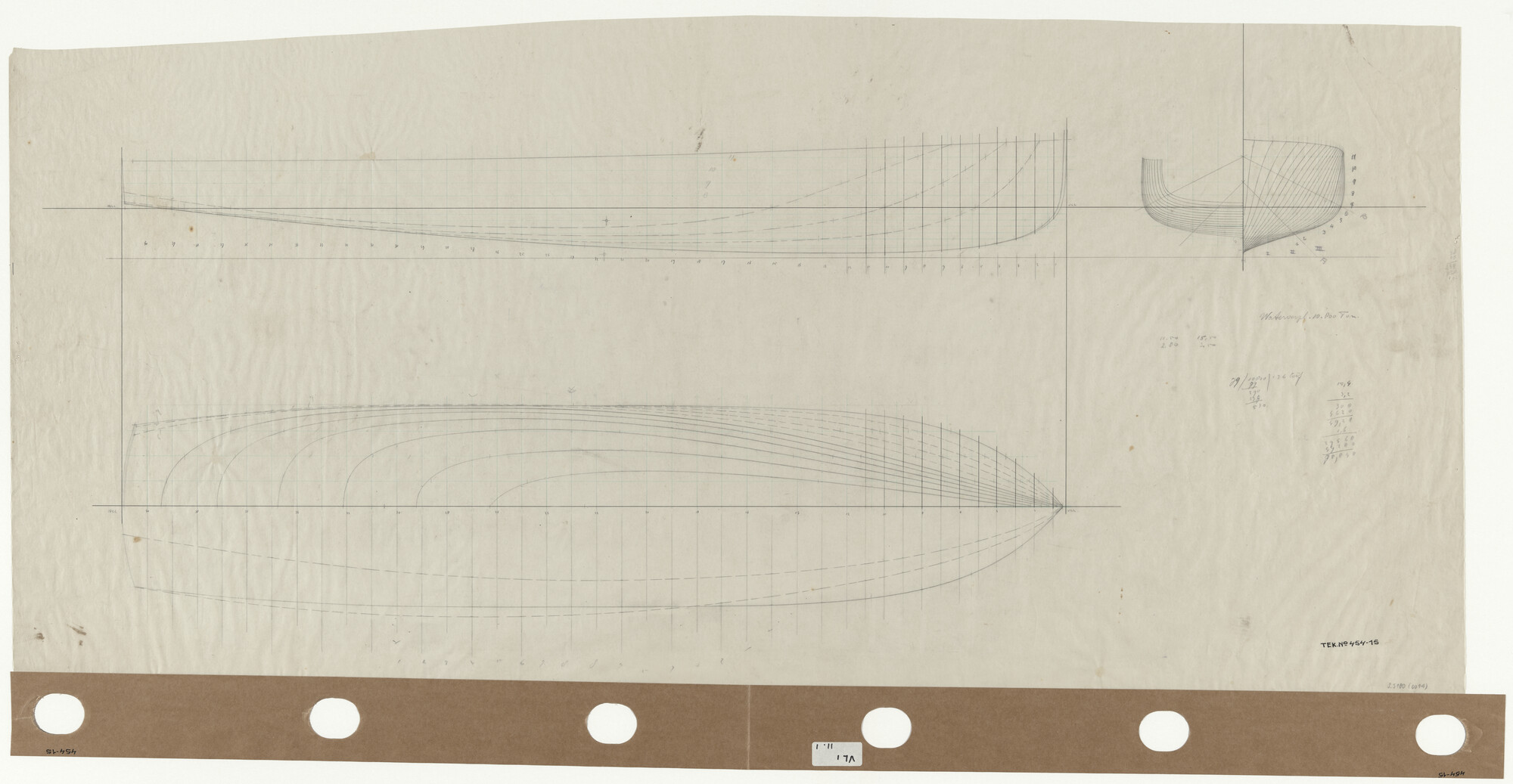 S.5180(0014); Lijnenplan van een rondvaartboot; technische tekening