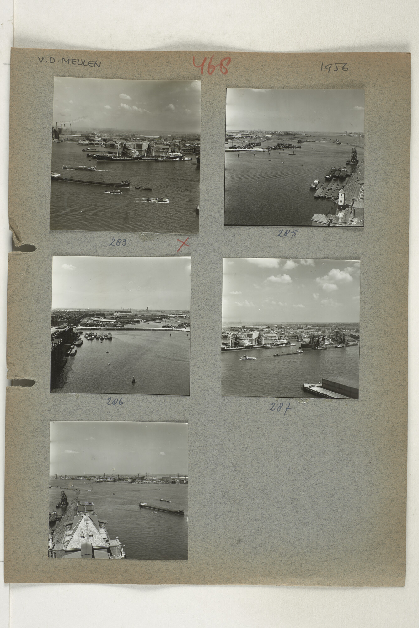 1998.2183; Omslag (voorheen ordner) met een grote hoeveelheid proef foto's van de haven en de stad van Amsterdam; omslag