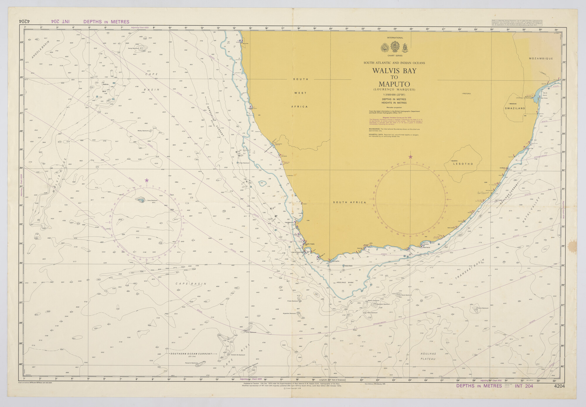 2019.1057-19; South Atlantic and Indian Ocean, Walvis Bay to Maputo; zeekaart