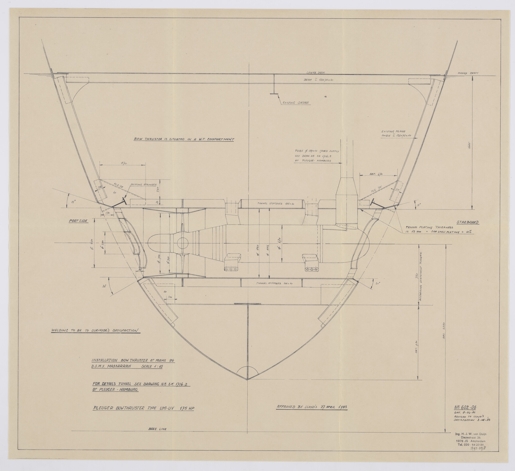 1992.0918; Boegschroef ms. 'Massarah'; technische tekening