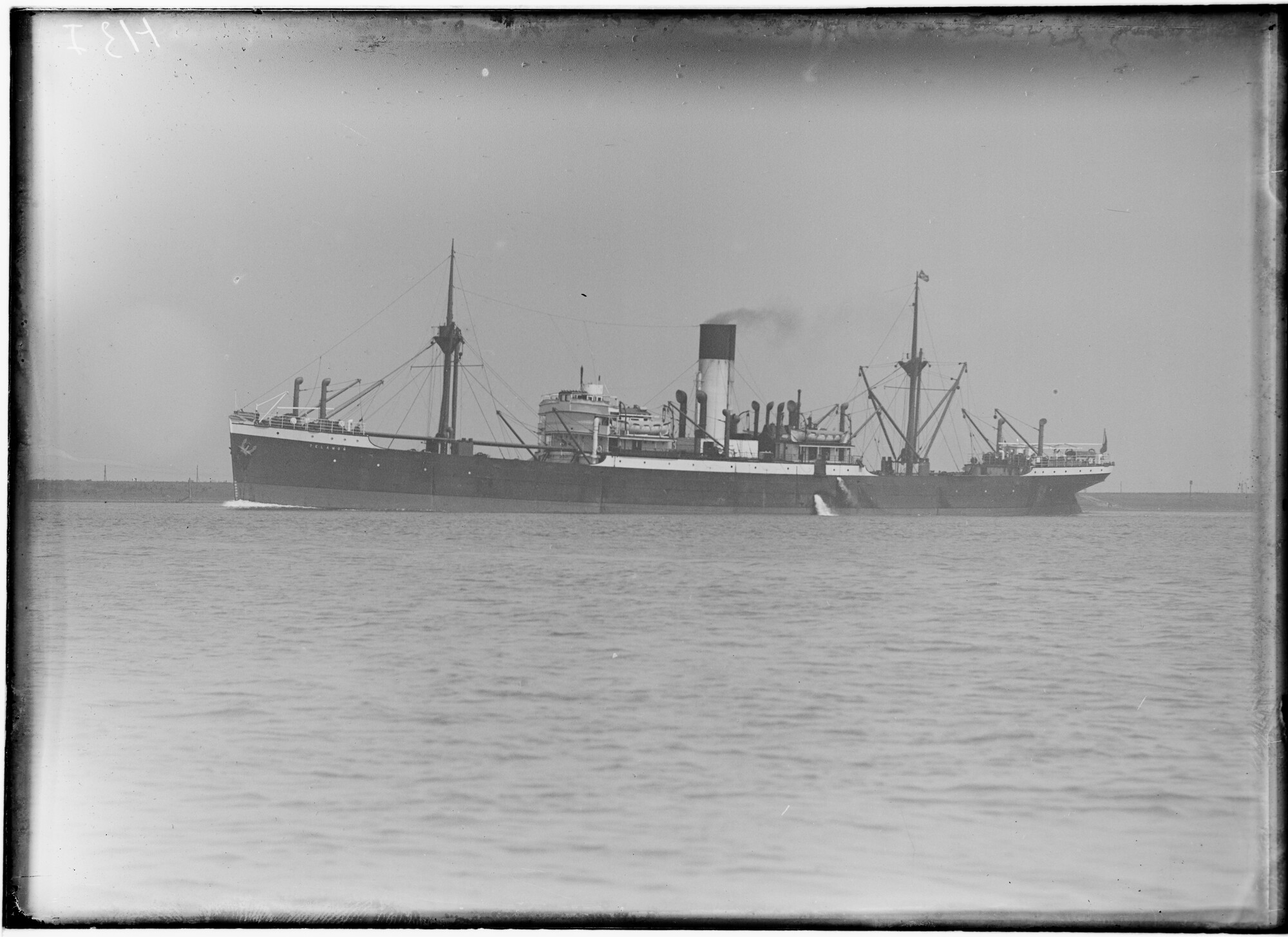 2018.1722; Glasnegatief van het vrachtschip Telamon (Brits, 1904); glasnegatief
