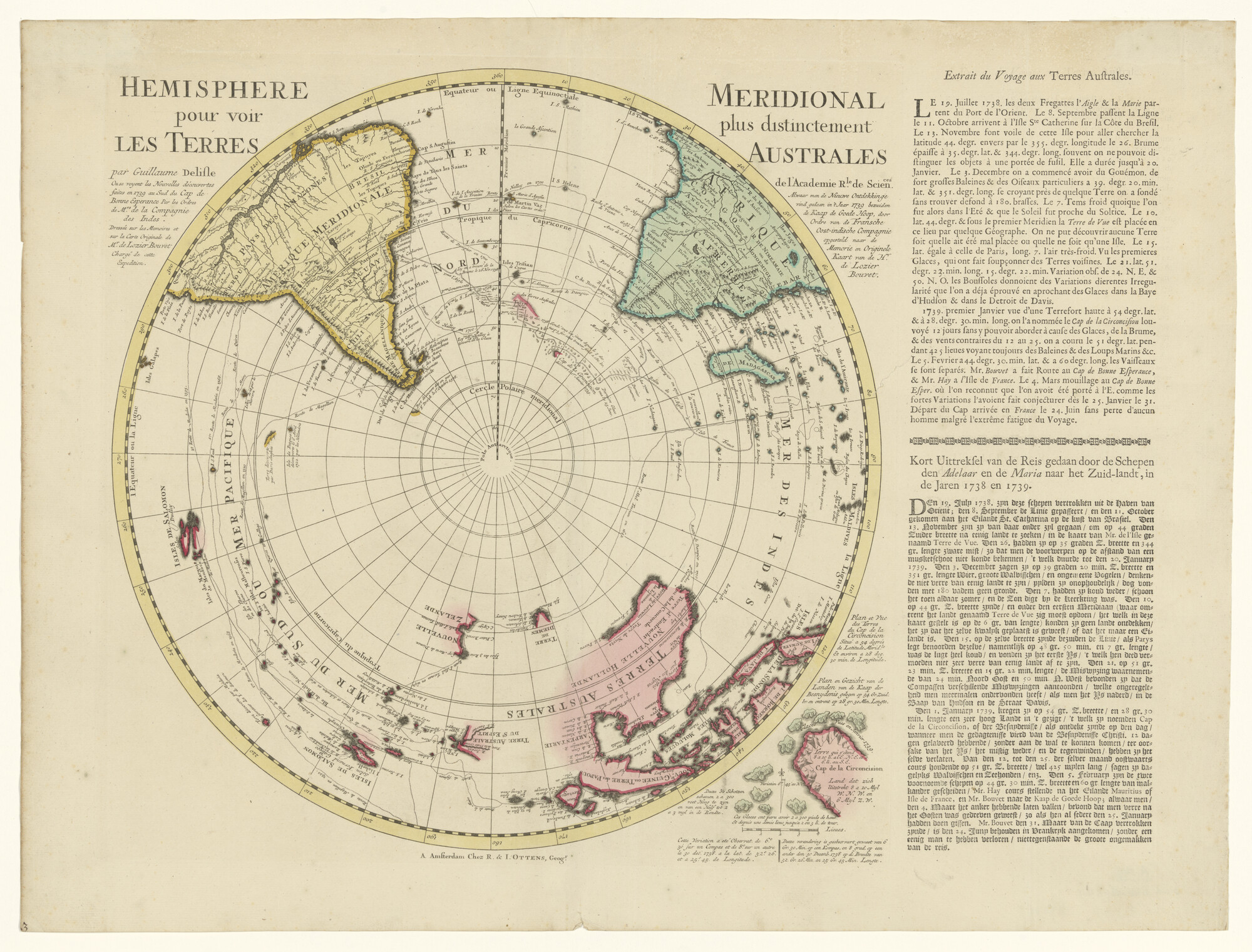 A.0145(211)136; Met de hand gekleurde wereldkaart naar G. de l'Isle (1675 - 1726); wereldkaart