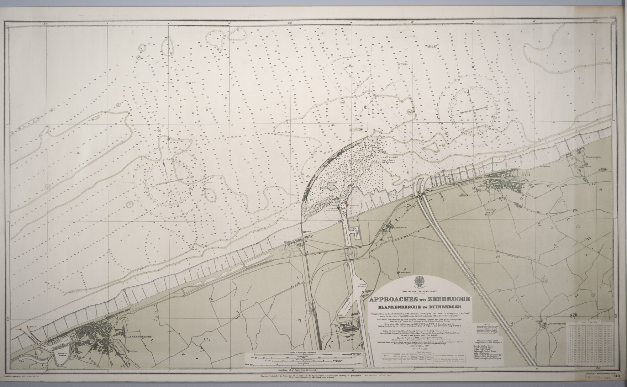 2012.1035; Zeekaart van aanvoer routes naar Zeebrugge; kaart