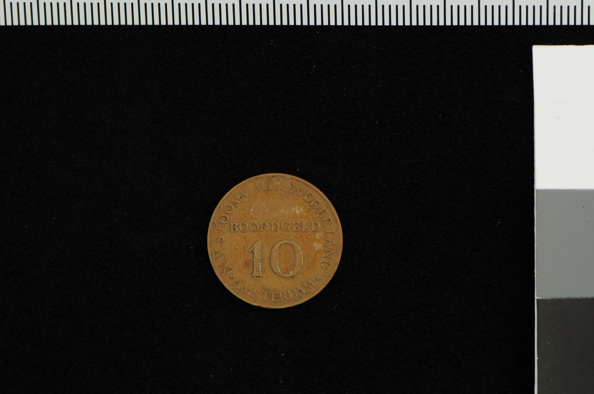 S.4949(02); Boordgeld (10 cent) van de SMN Amsterdam; munt