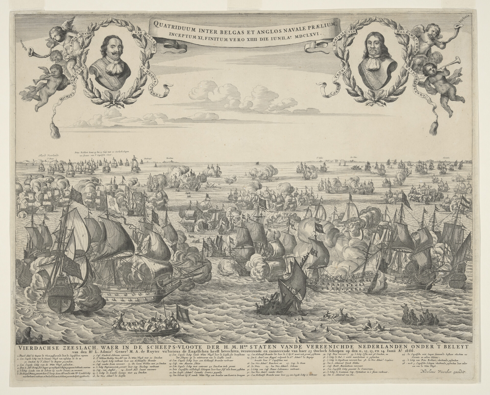 A.1082(02)a; De vierdaagse zeeslag, 1666; prent