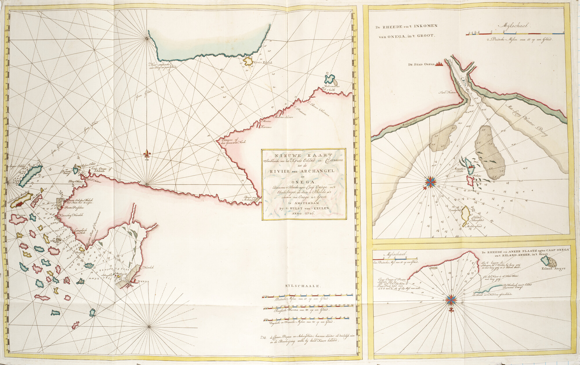 B.0032(109)1 [kaart 055]; Kaart van een deel van de ingang van de  Witte Zee tot de monding van de Dwina; kaart