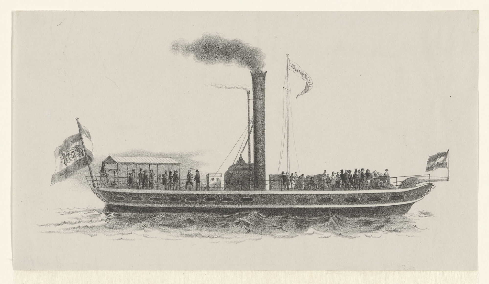 A.4427(02); De schroefstoomboot 'Volharding' uit Leiden; prent