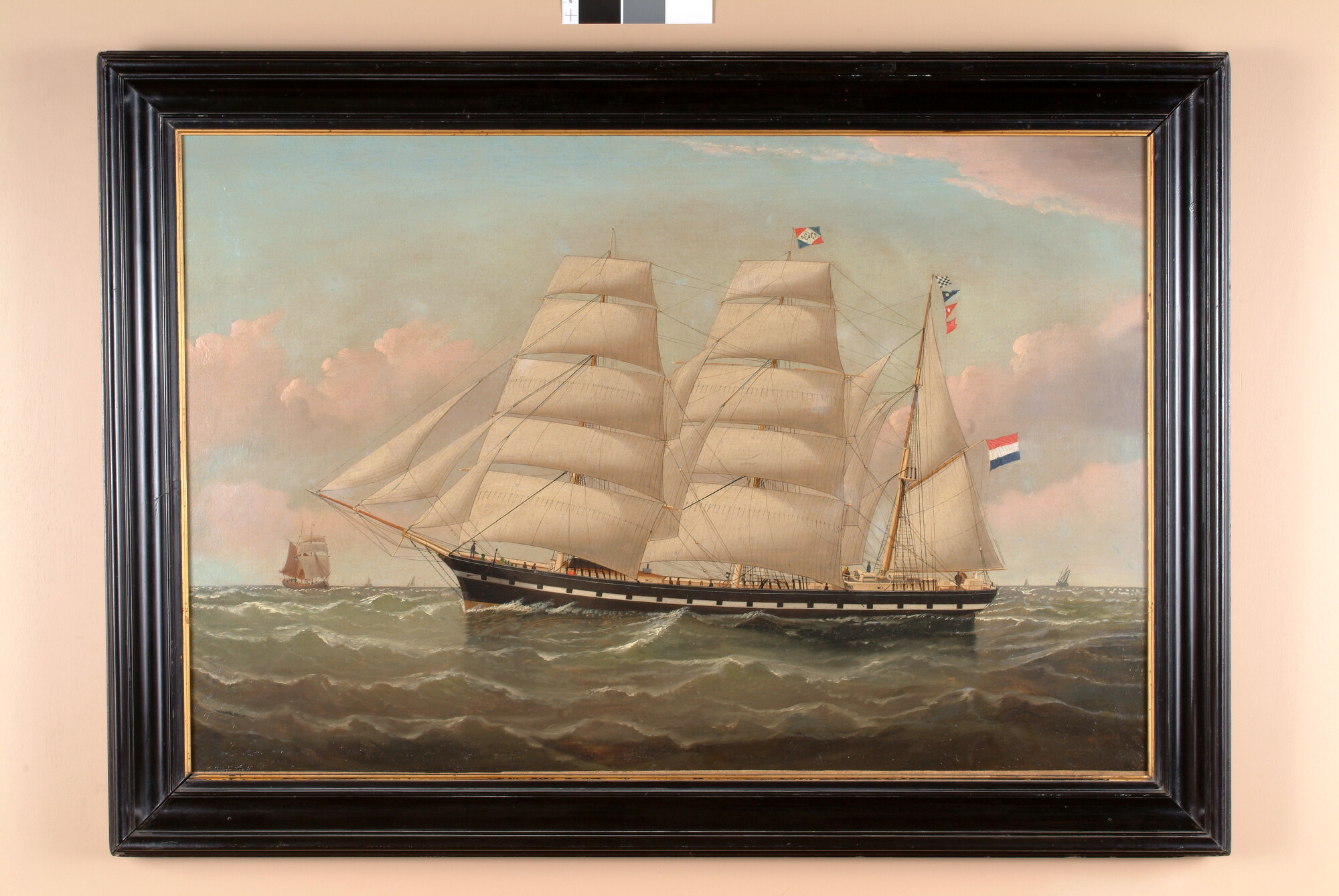 A.5101; Het barkschip Amsterdam van de rederij Van Eeghen; schilderij