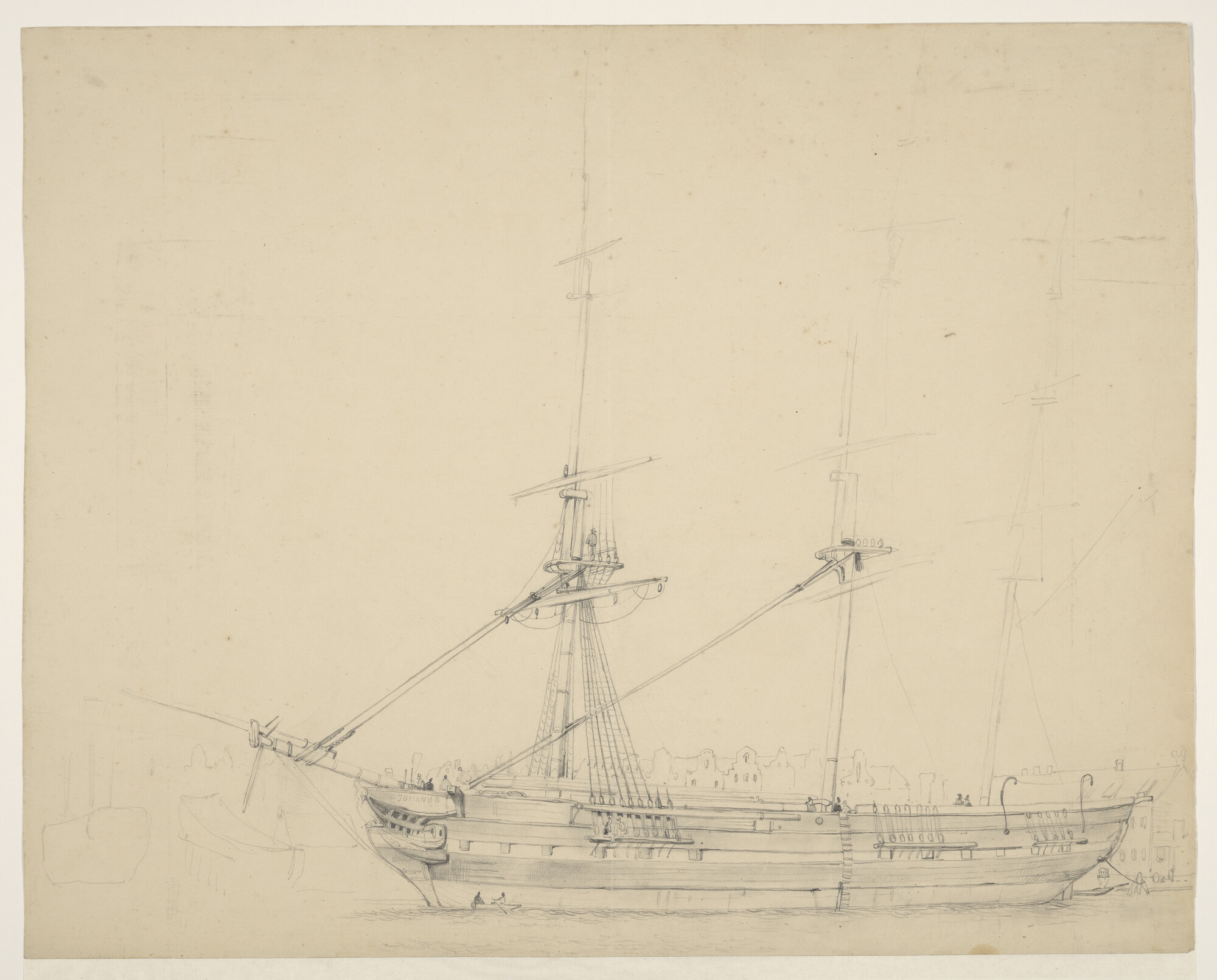 A.0863(19); Het fregatschip 'Johanna'; tekening