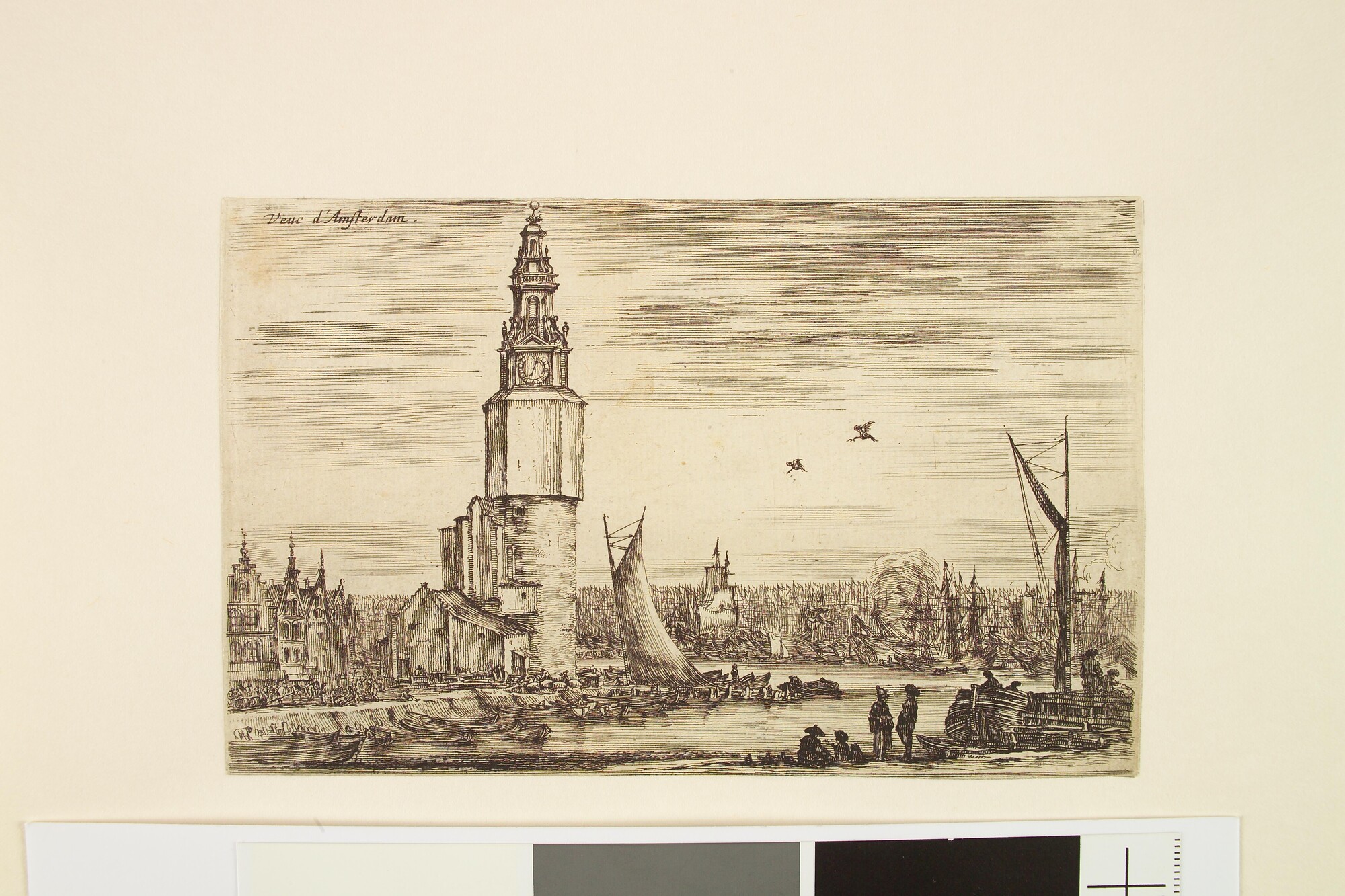 S.0667(02); Les trois vues d'Amsterdam: Gezicht op de Montelbaanstoren; prent