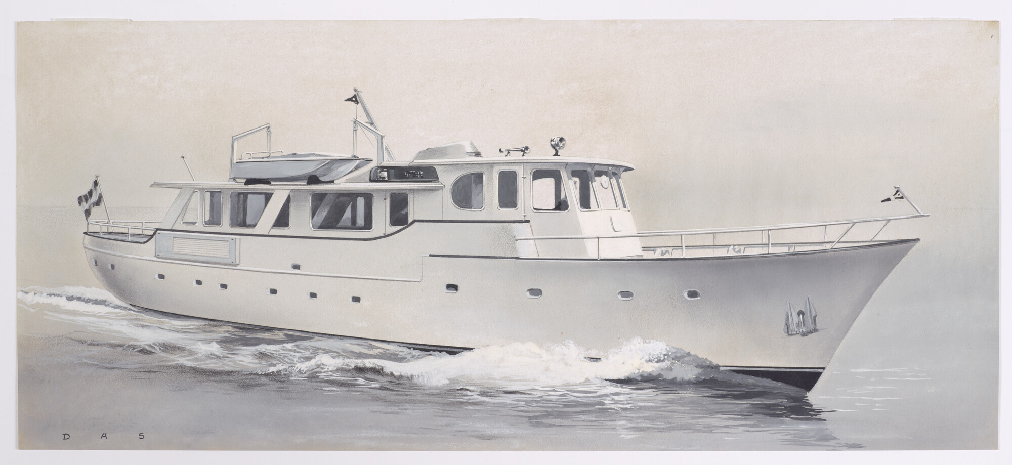 2016.0412; Een motorjacht; gouache