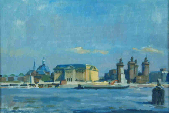 S.6816; Het 's Lands Zeemagazijn te Amsterdam; schilderij
