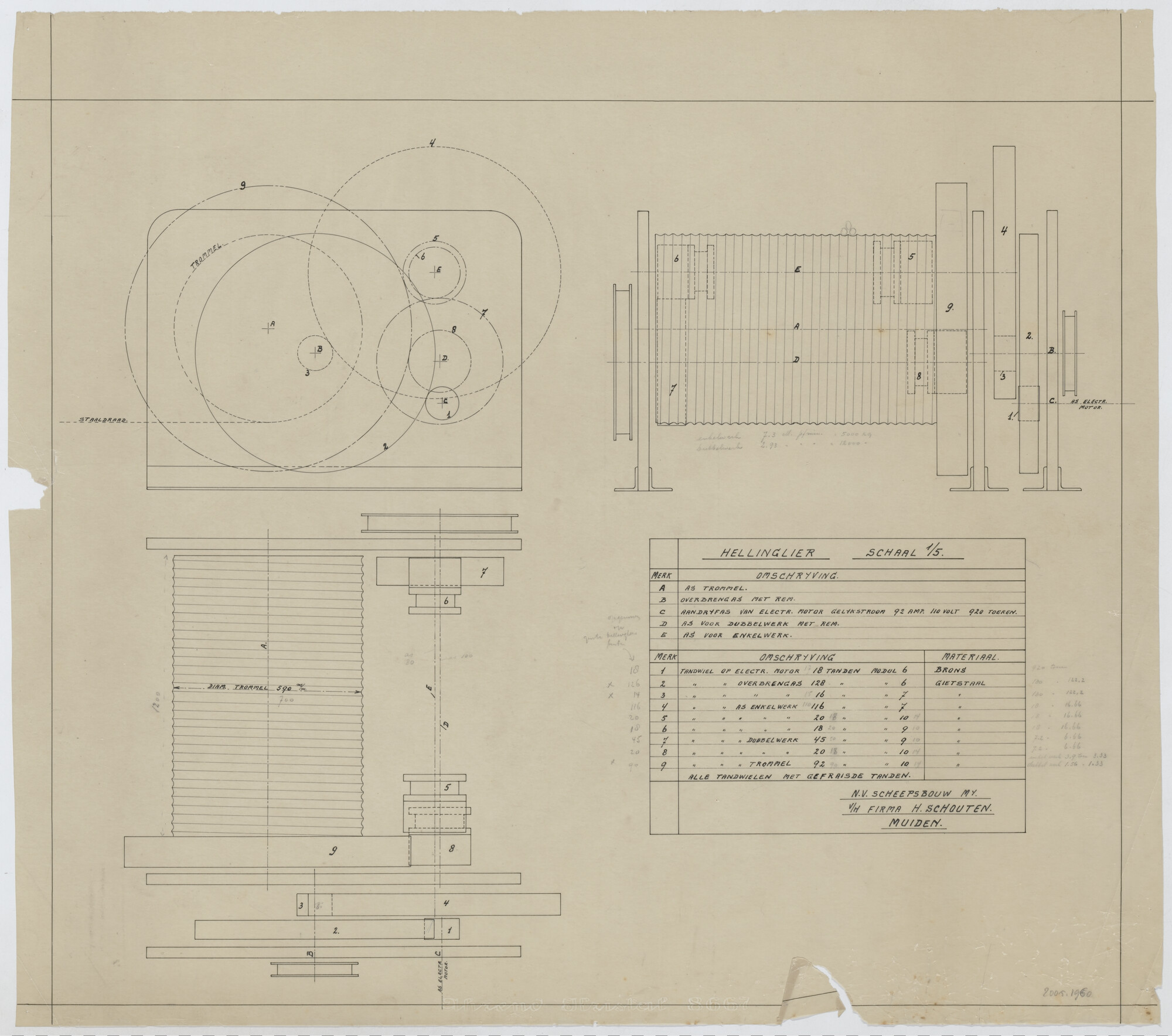 2005.1960; Hellinglier; technische tekening