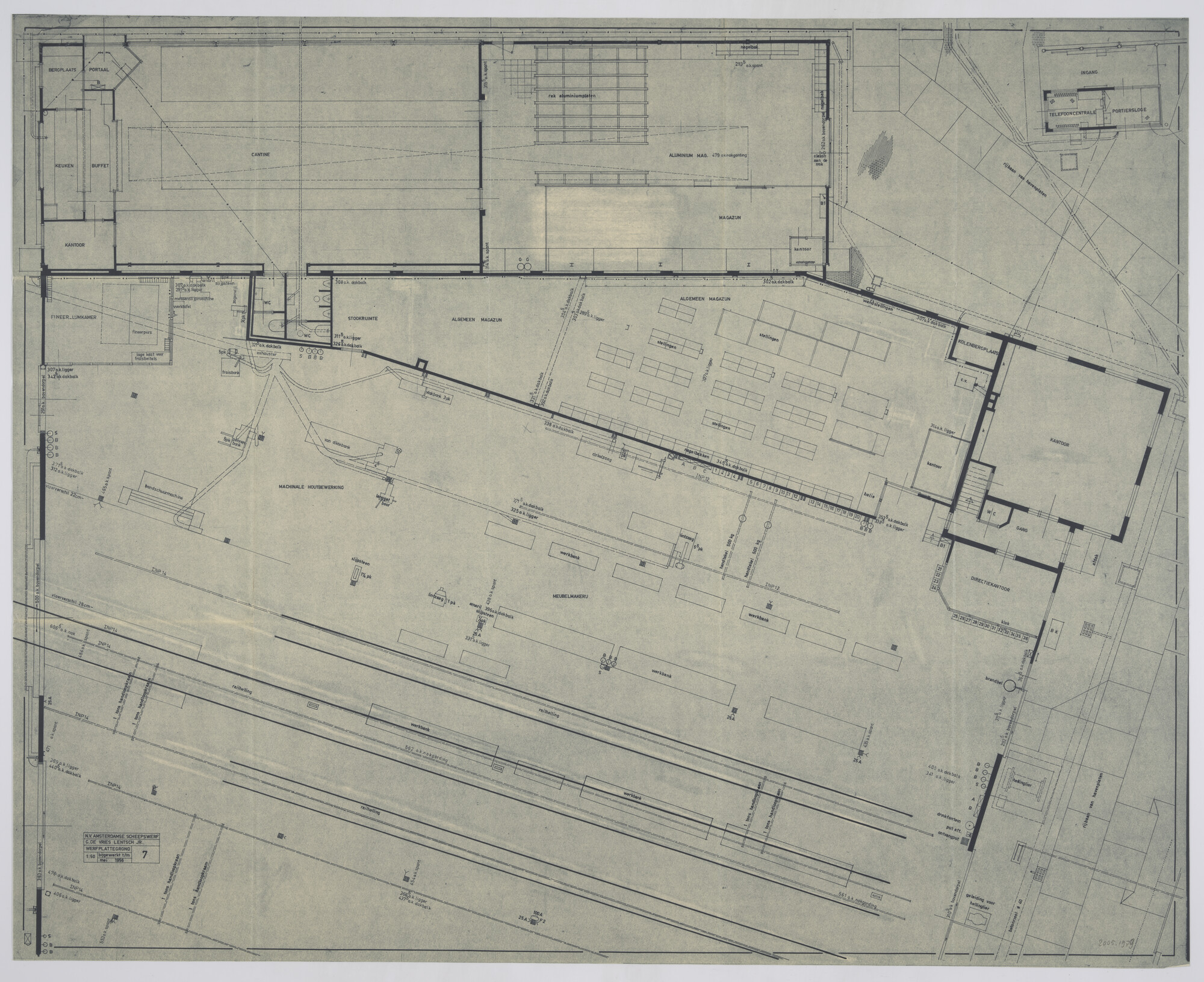 2005.1979; Plattegrond van een deel van de werfterreinen Scheepswerf G. de Vries Lentsch Jr; technische tekening