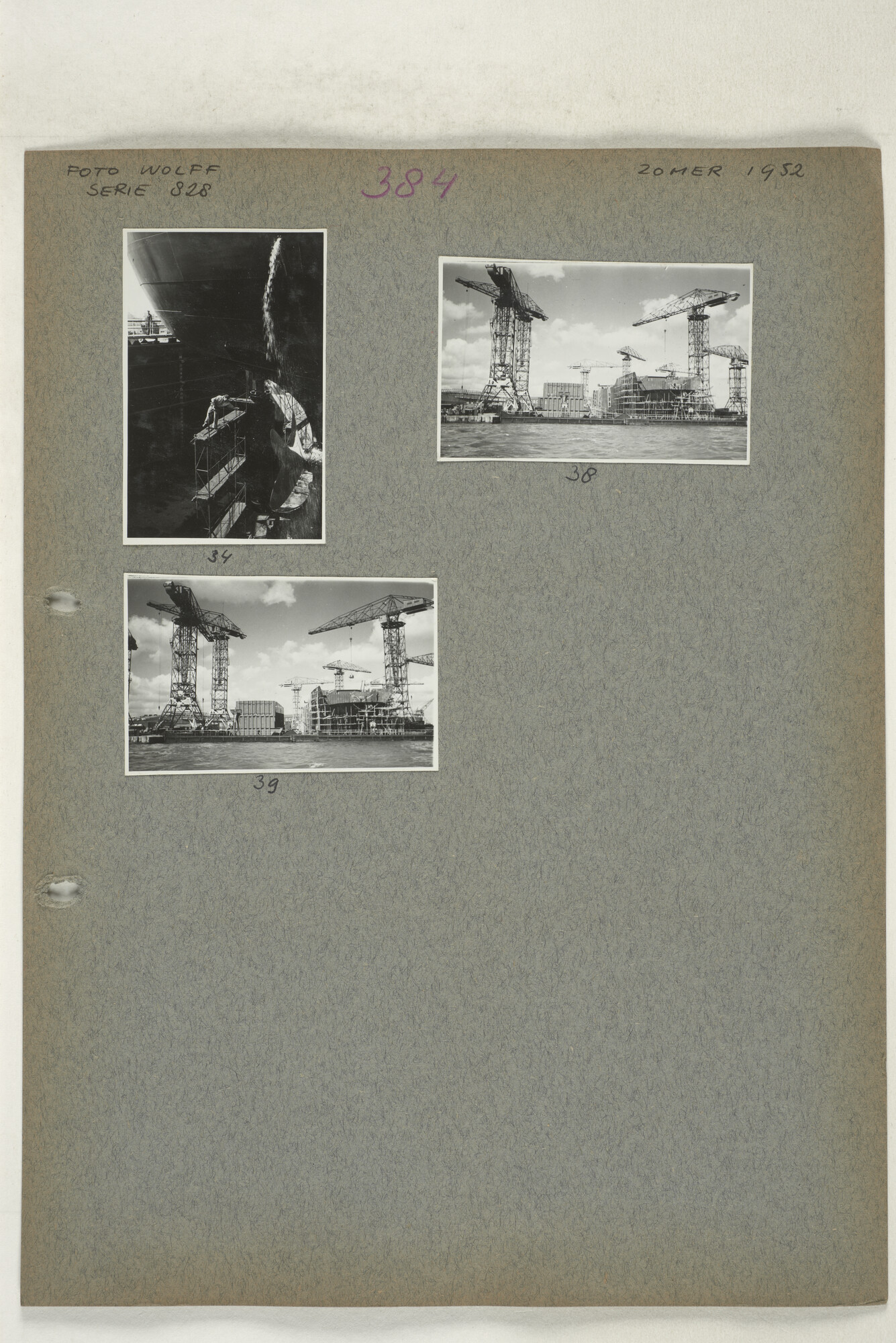1998.2182; Omslag (voorheen ordner) met een grote hoeveelheid proef foto's van de haven en de stad van Amsterdam; omslag