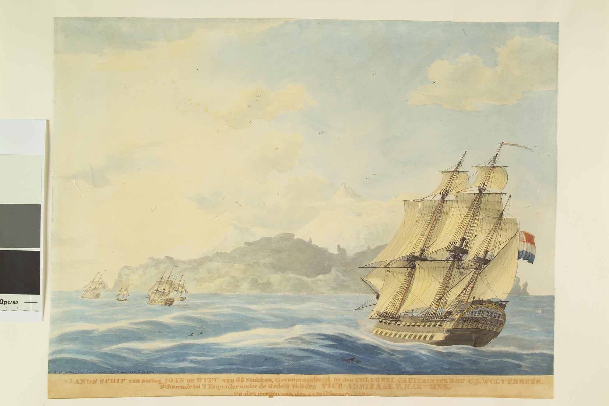 S.1277(01)14; Het linieschip 'Johan de Witt'; tekening