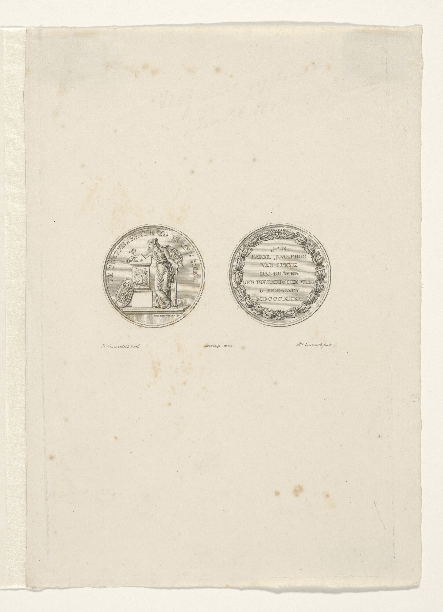 S.1277(03)5e1c; Ontwerp voor een gedenkpenning op de dood van J.C. van Speyk; prent