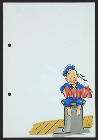1994.4574; Blanco menukaart voor kindermenu aan boord van schepen van de SMN; menukaart