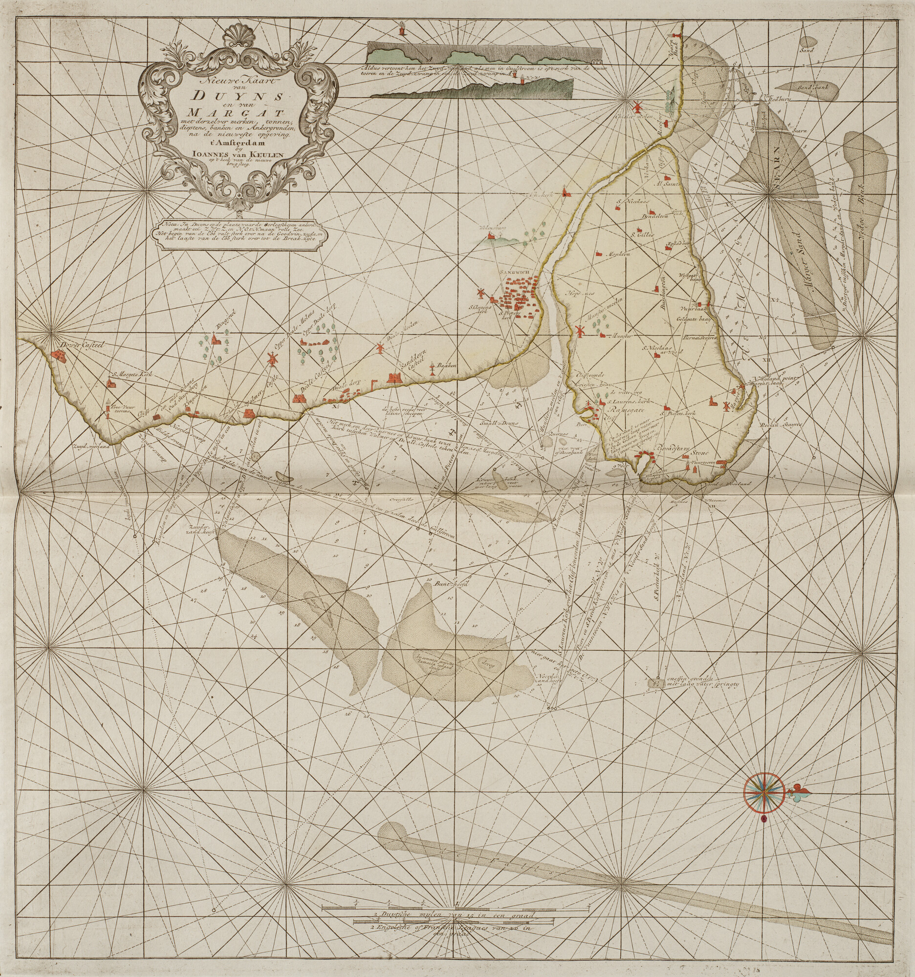 B.0032(109)1 [kaart 103]; Zeekaart van een deel van de zuidoostkust van Engeland, met Dover en Margate; zeekaart