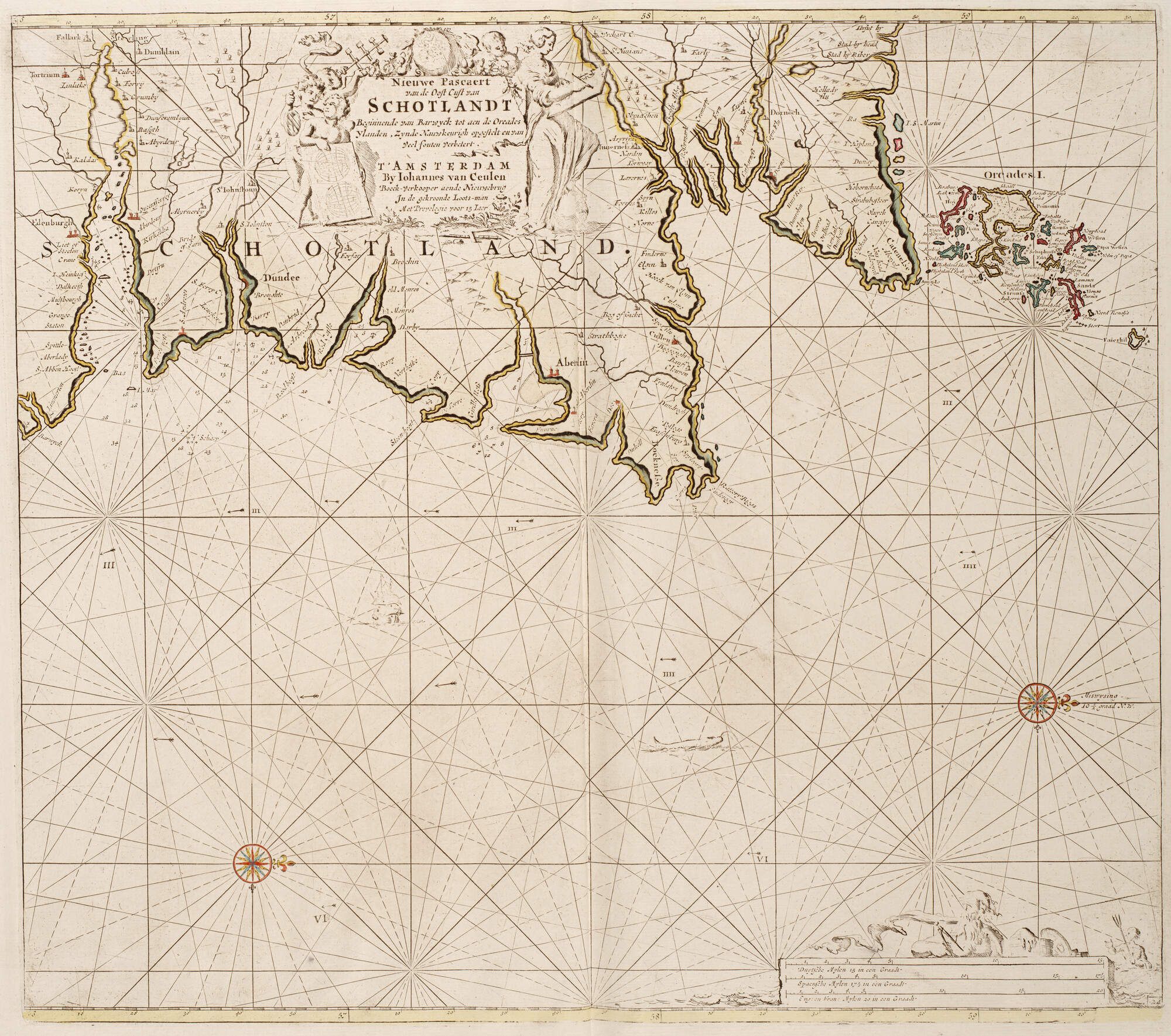 B.0032(109)1 [kaart 085]; Kaart van een gedeelte van noordoostkust van Schotland en de Orkney Eilanden; landkaart