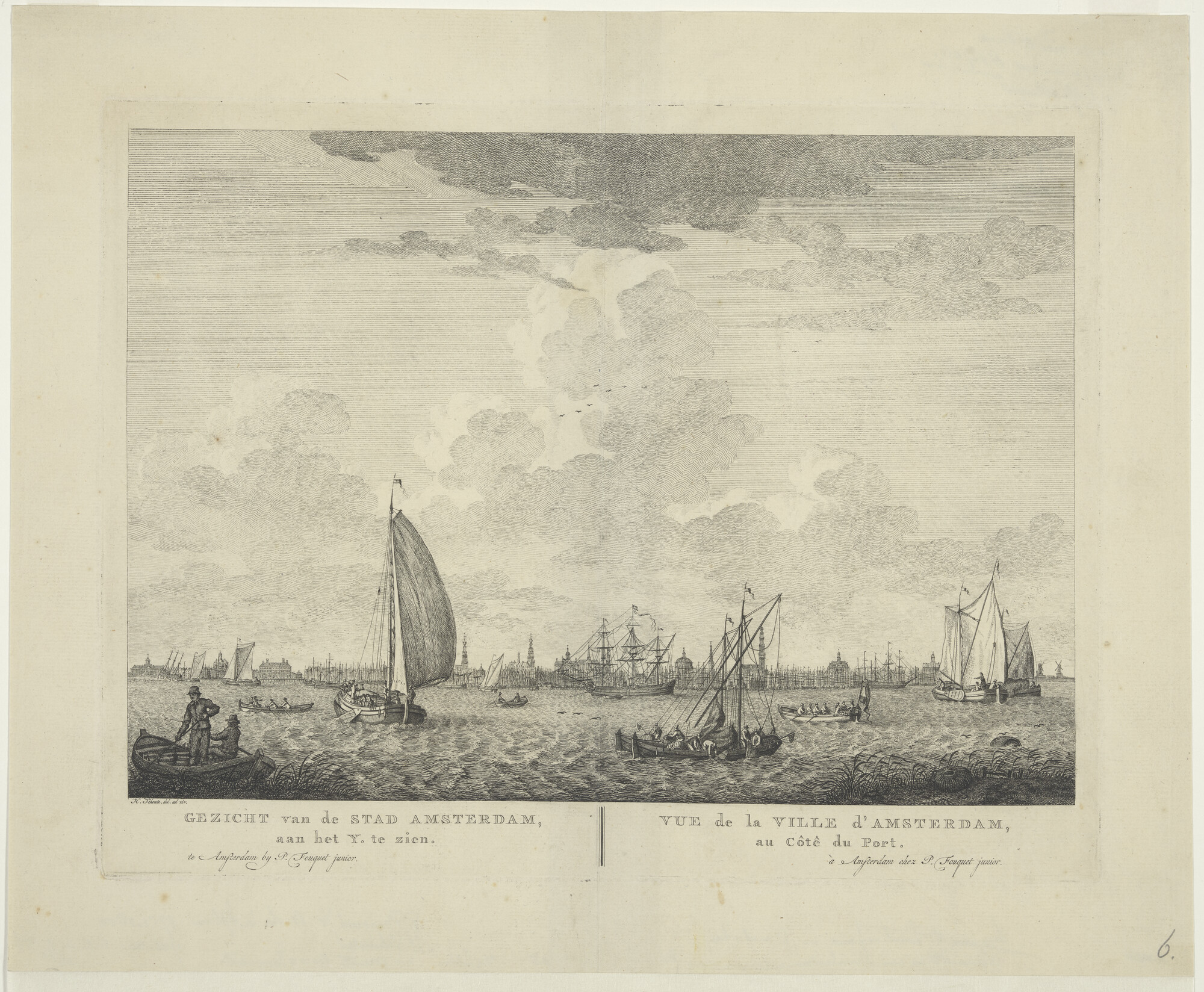 A.1406 [nr 0002]; Panorama van Amsterdam, gezien vanaf het IJ; prent