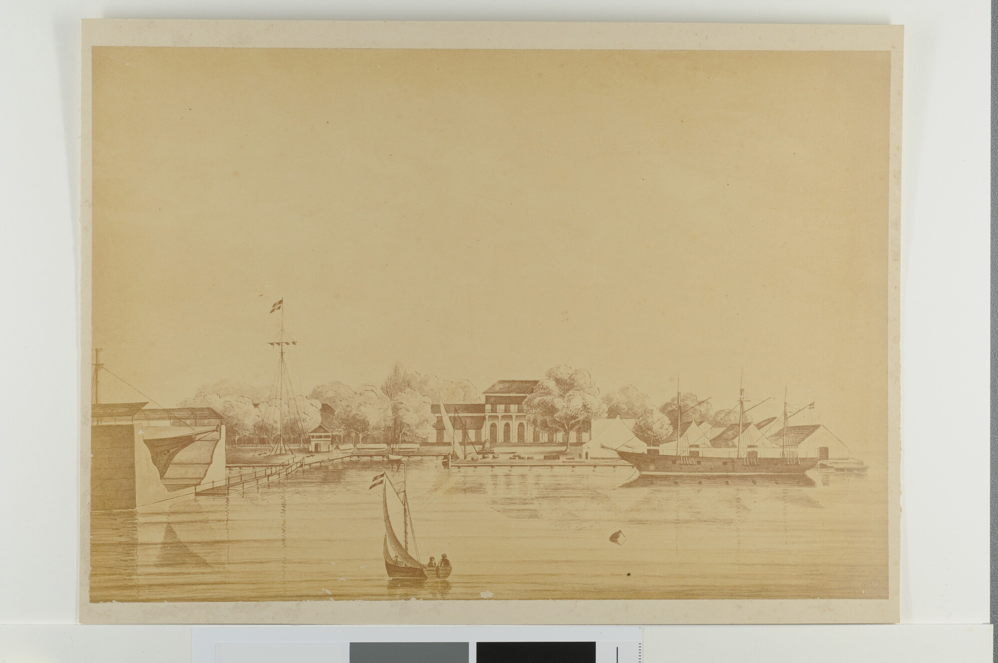 S.1158; Foto van een tekening van het Marine Etablissement Soerabaja; foto