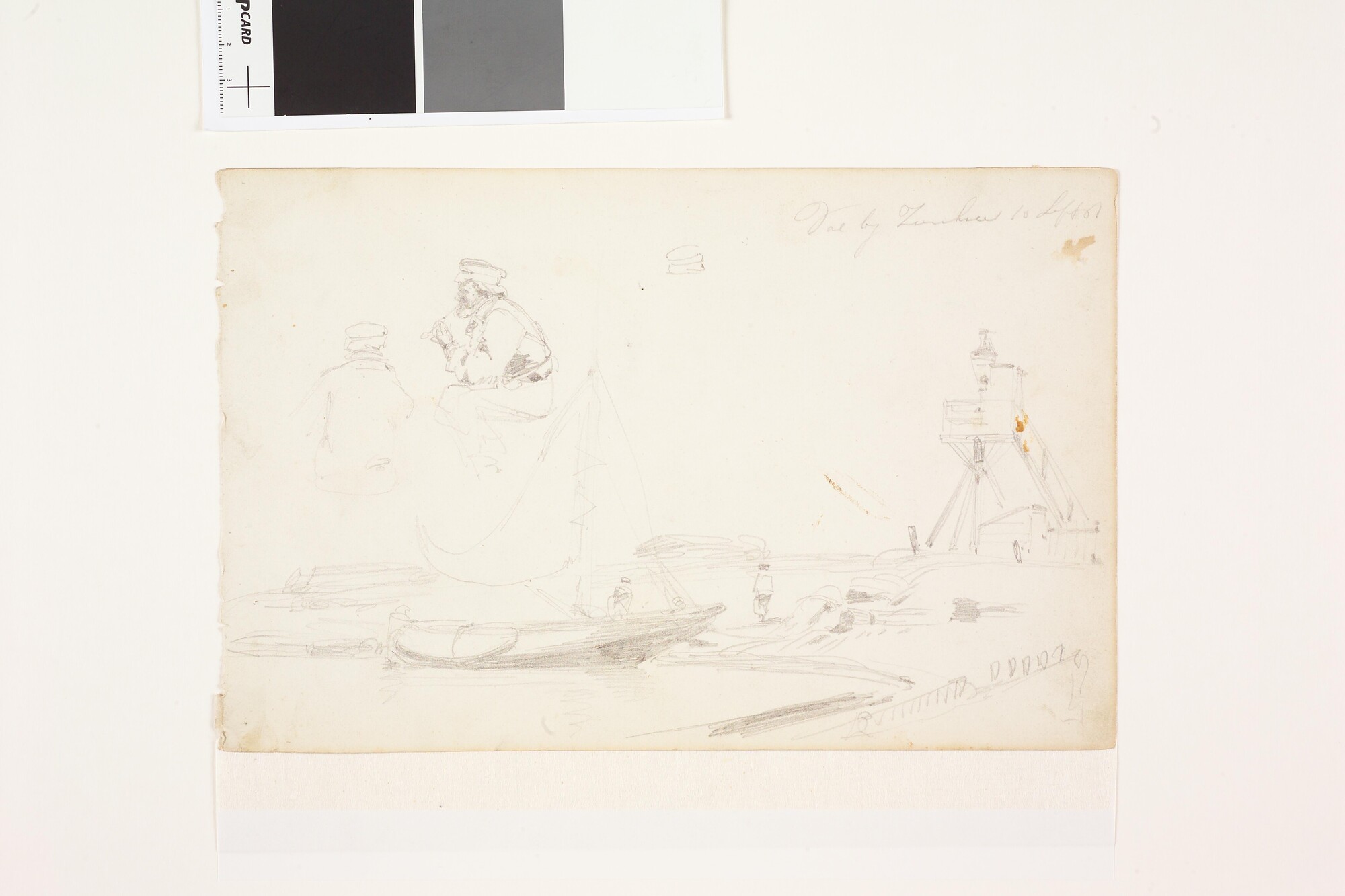 A.2807(12); Een hoogaars afgemeerd bij een lichtopstand, bij Zierikzee; tekening