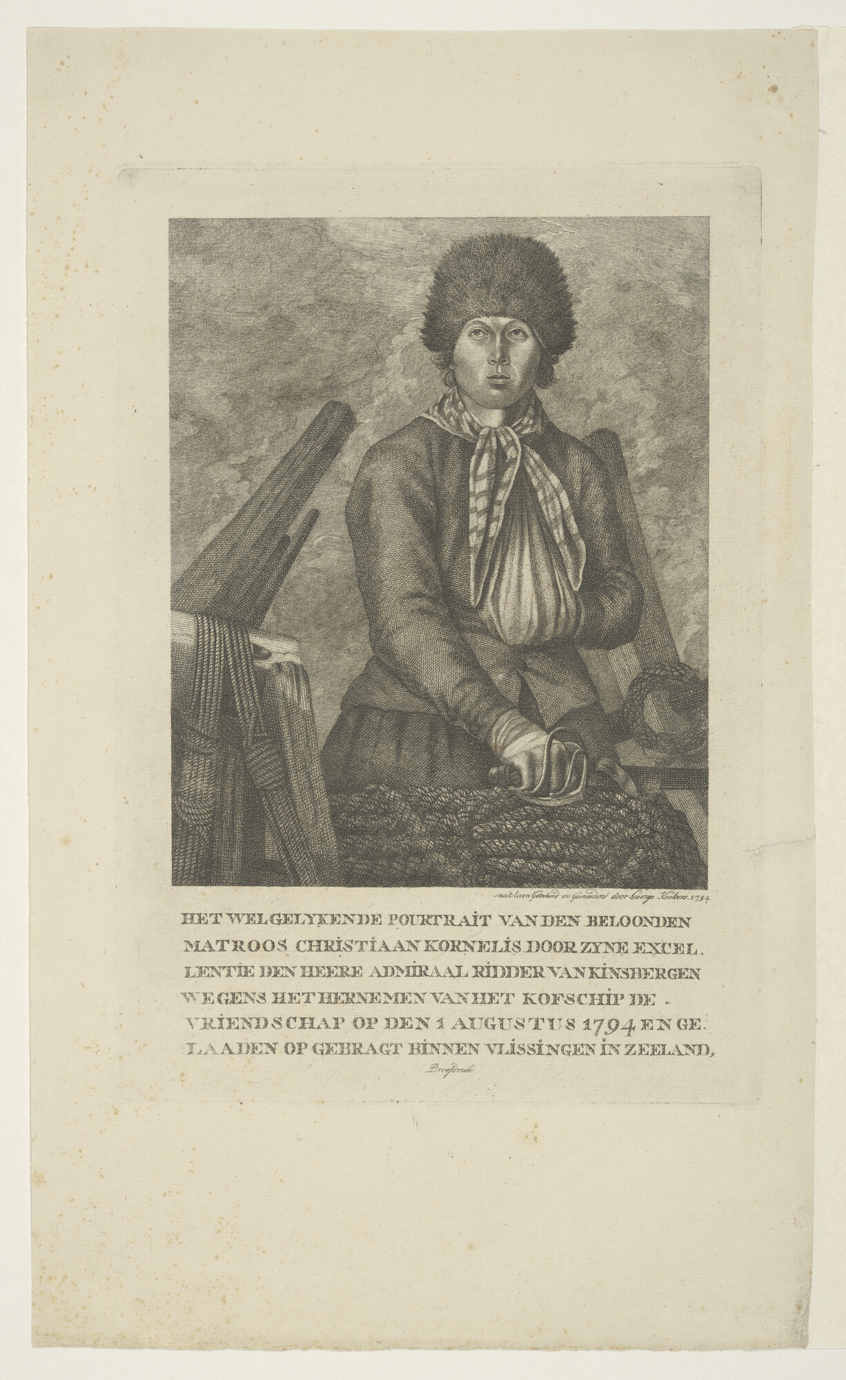 A.2275(09); Portret van matroos Christiaan Kornelis; prent