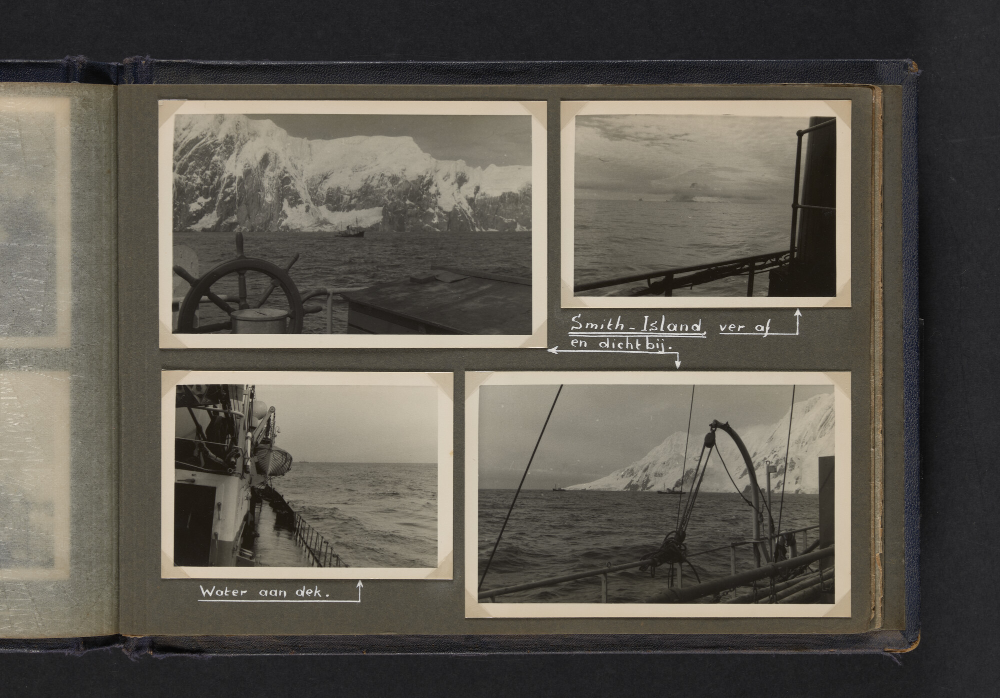 2021.0009; Fotoalbum van Joost Ossewaarde, 4e radiotelegrafist op walvismoederschip Willem Barendsz (II) en walvisjagers, met foto's van vangstseizoenen 1955-1956 en 1956-1957.; fotoalbum
