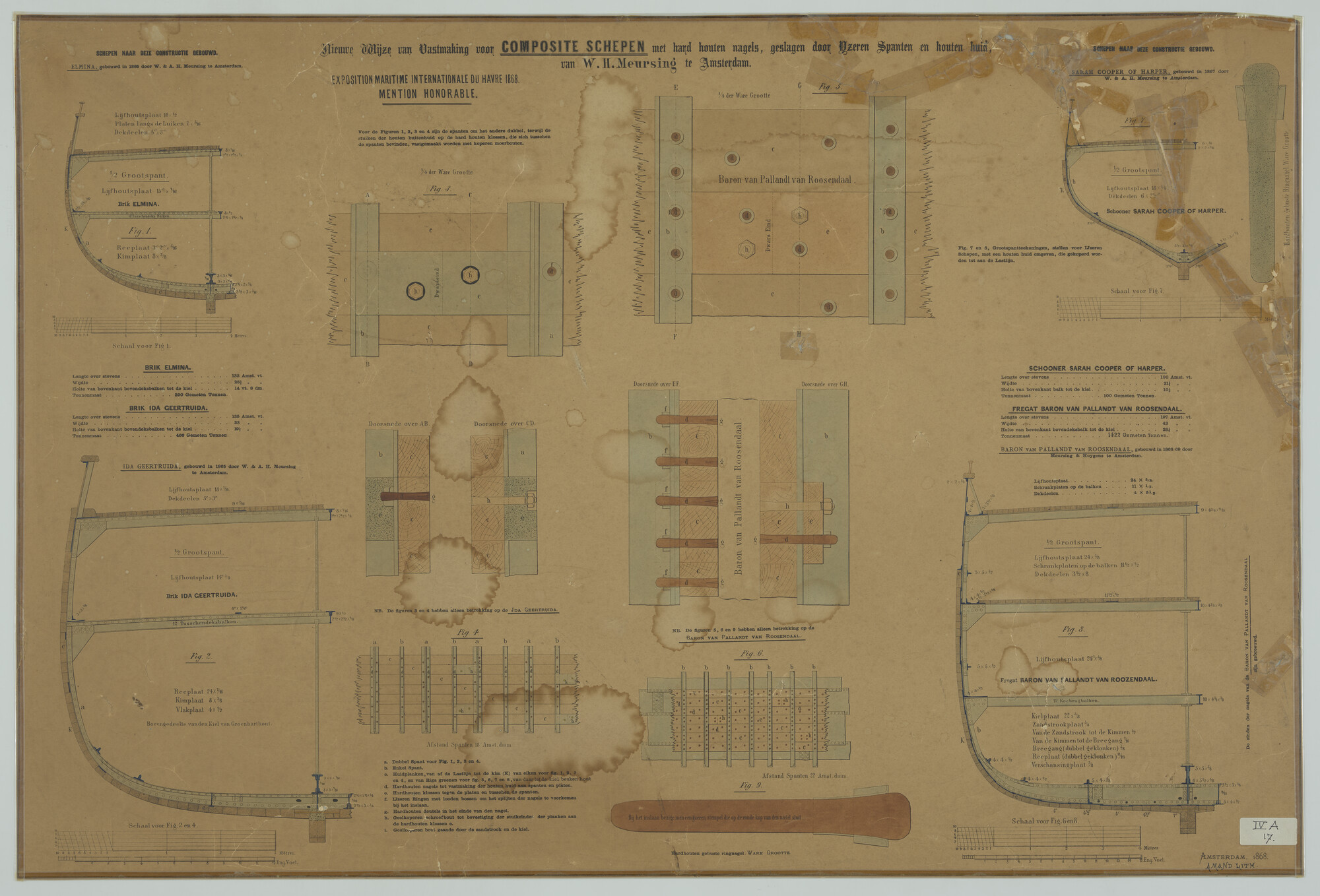 2016.0143; Constructietekening verbinding tussen spanten en huid voor composietschepen; technische tekening