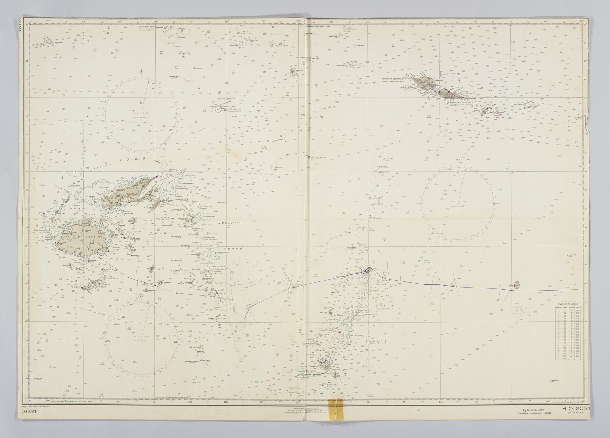 2019.1057-39; Fiji islands to Samoa; zeekaart