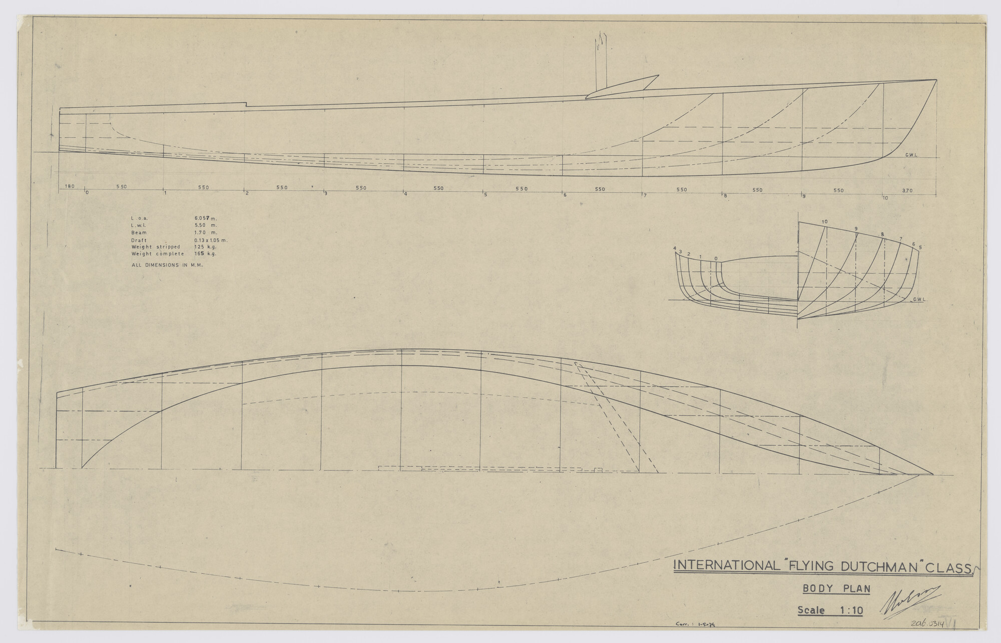 2016.0314; Lijnenplan Flying Dutchman; technische tekening