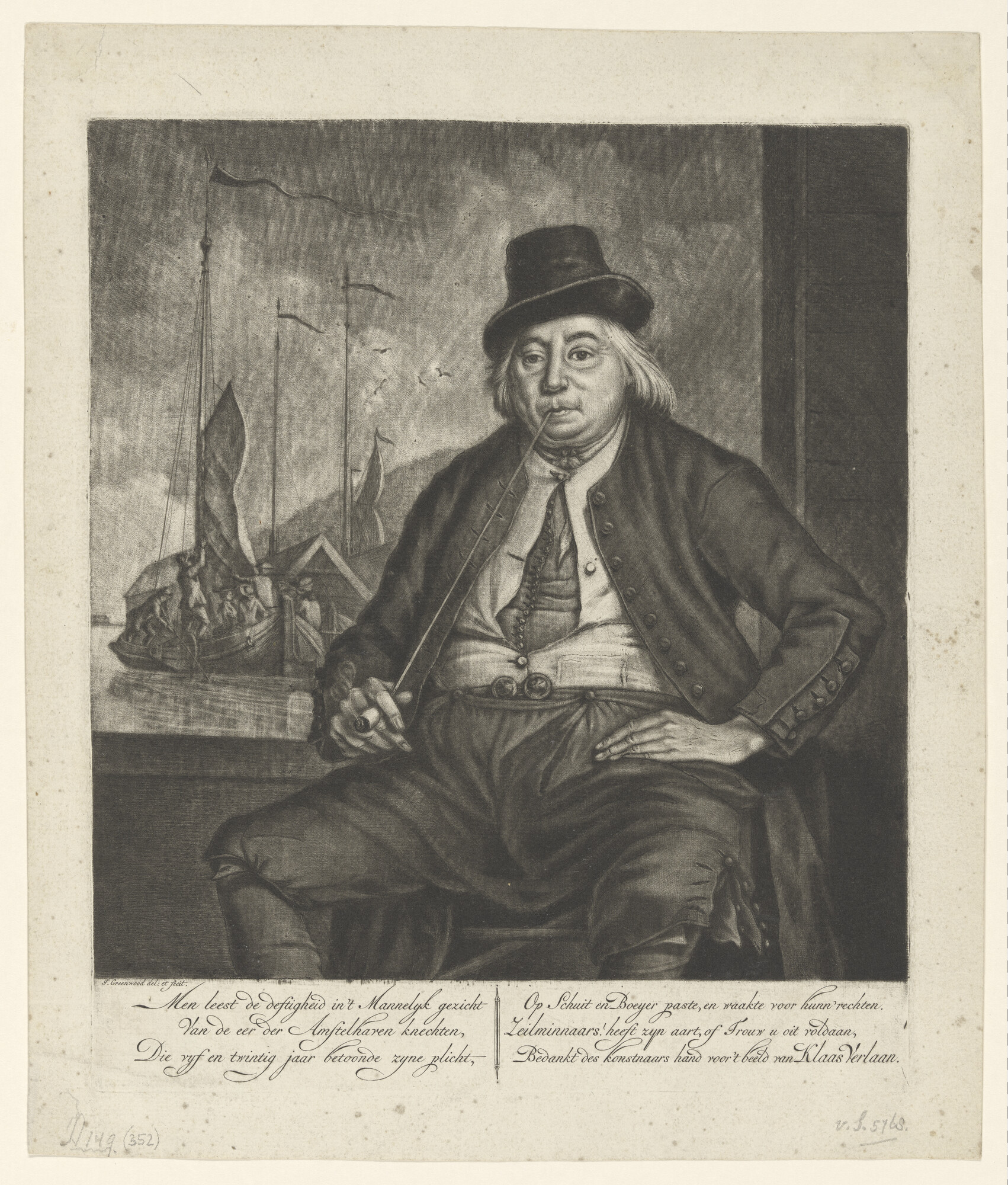 A.0149(0352); Portret van havenmeester Klaas Verlaan; prent