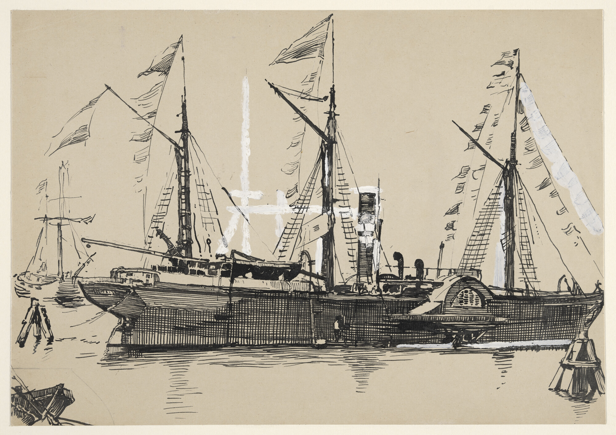 S.5748(05); Het raderstoomschip 'Willem I'; tekening