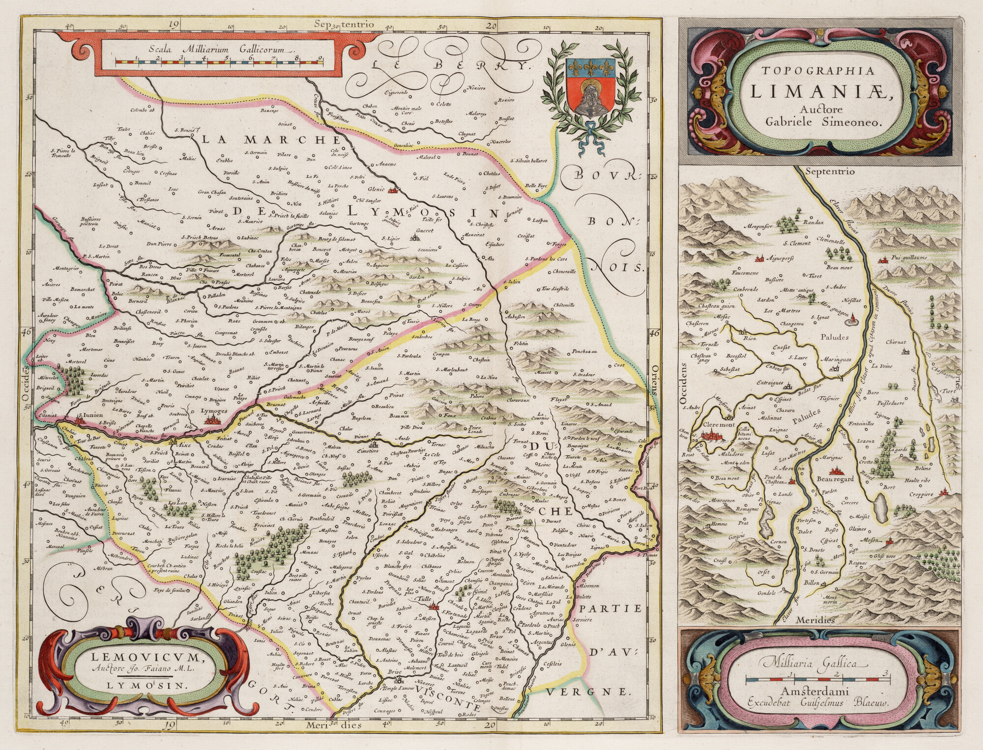 S.1034(13) [kaart 036]; Kaart van Limousin [links] en Limagne [rechts]; landkaart