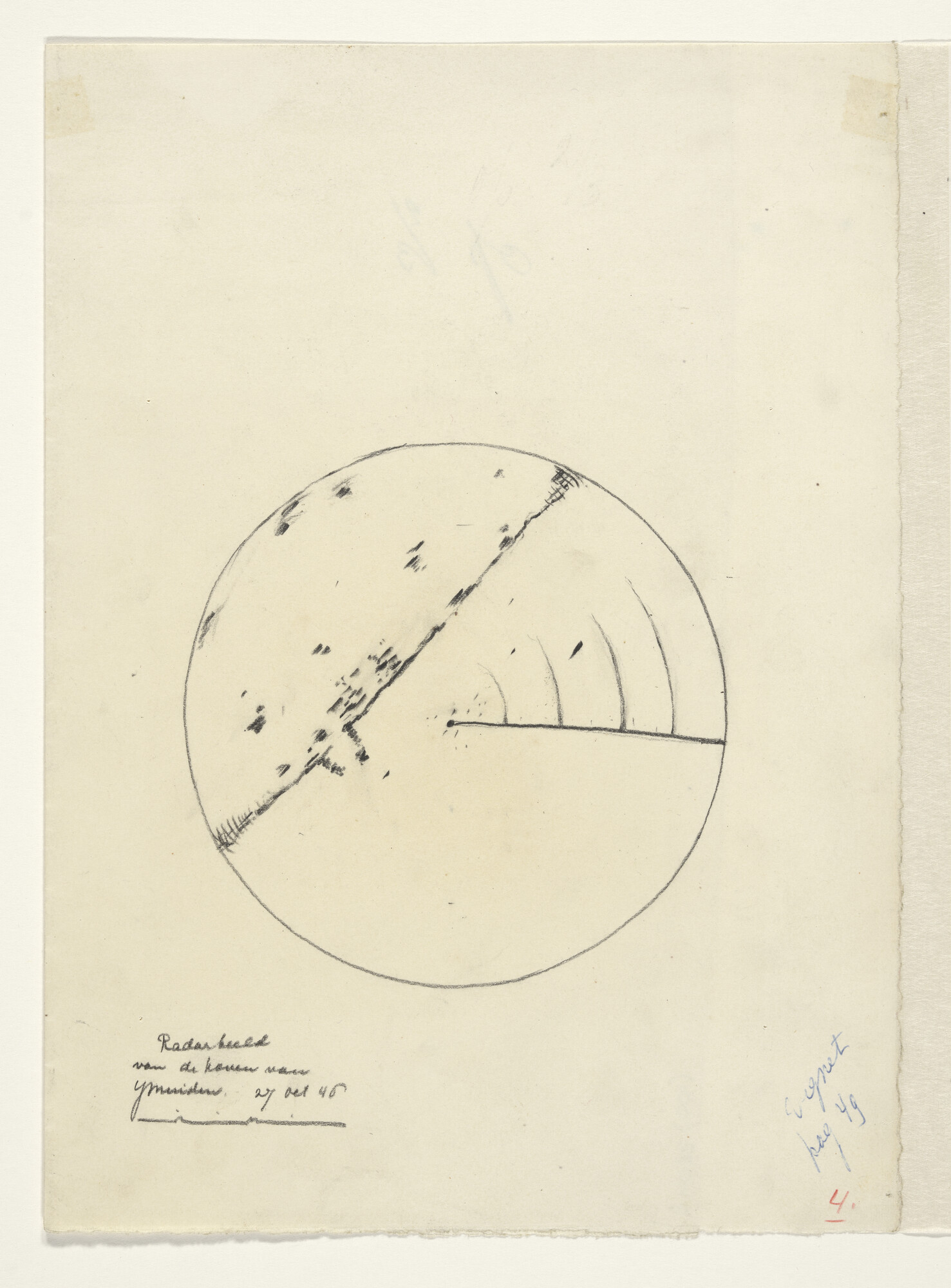 S.4035(001); Radarbeeld van de haven van IJmuiden; tekening