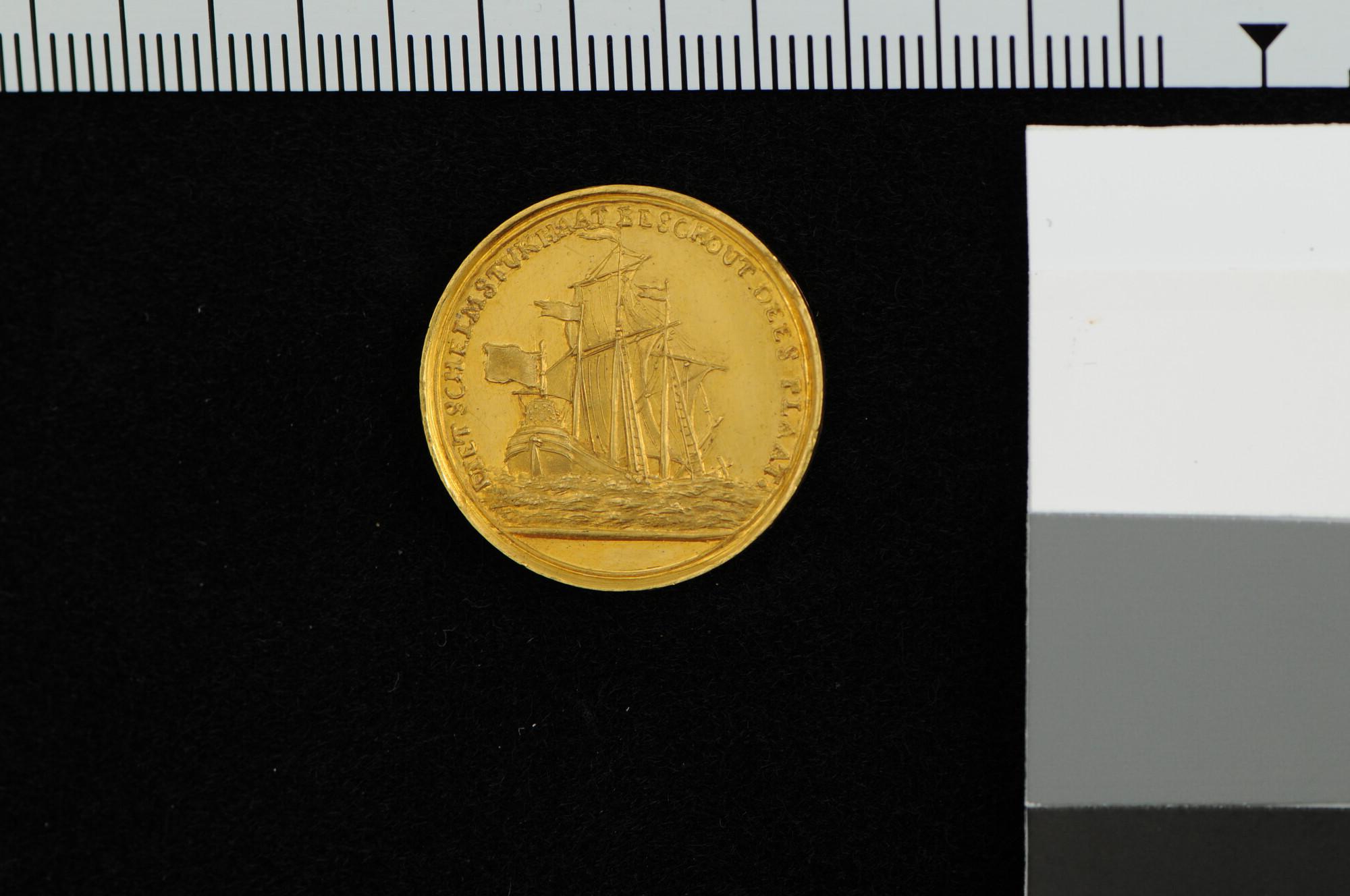 A.0124(03); Penning op het moedwillig laten zinken van het schip Groenbosch, 1721; penning