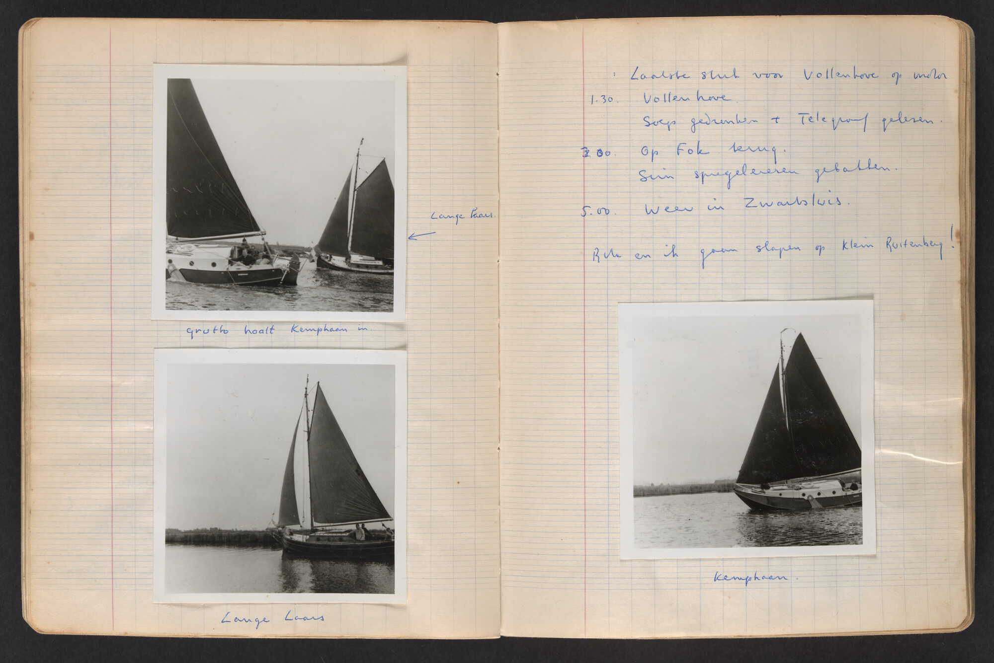 2017.0796; Logboek c.q. fotoalbum van o.a. reizen met zeeschouw Grutto in Nederland, 1963-1965; logboek