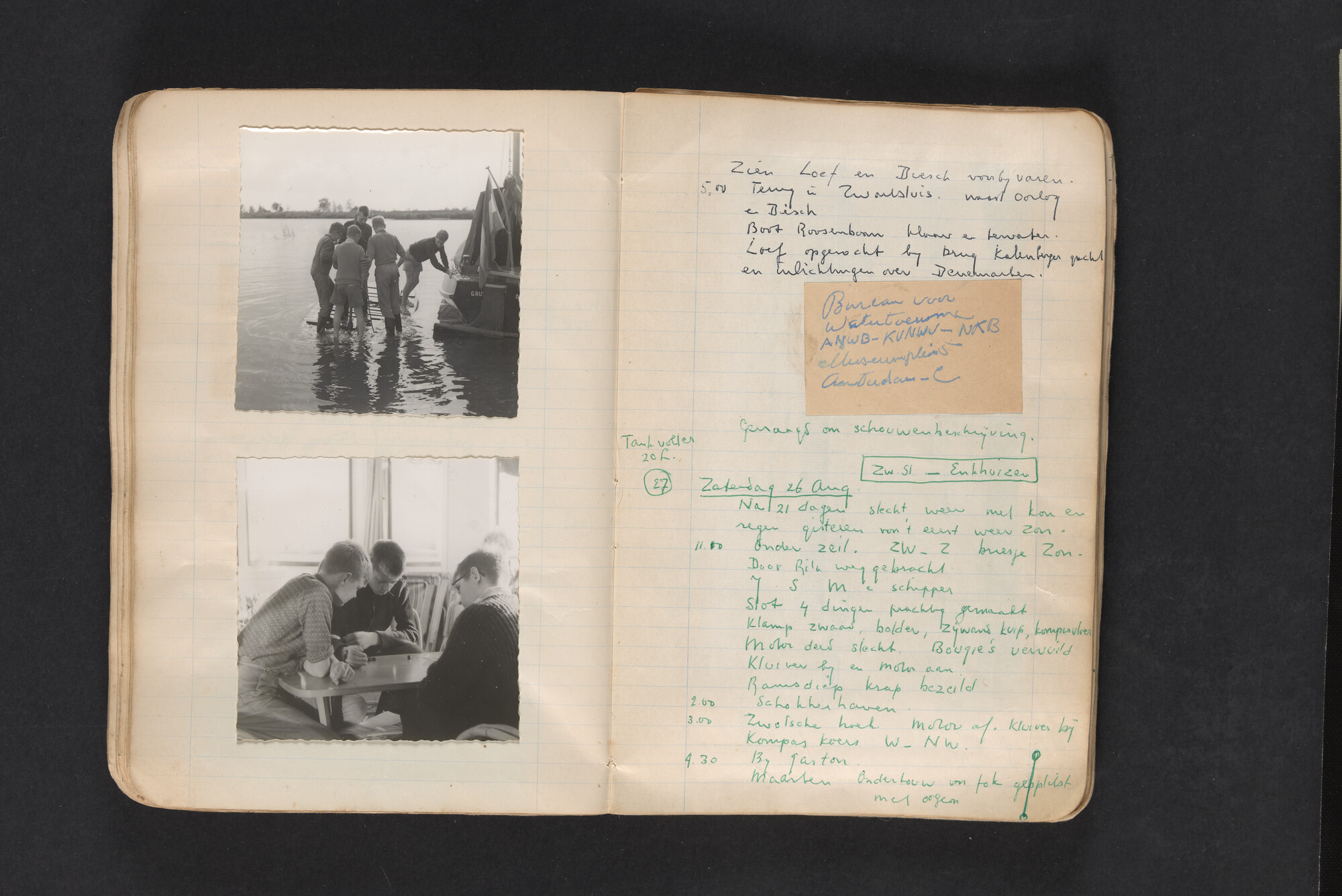 2017.0794; Logboek c.q. fotoalbum van reizen met zeeschouw Grutto in Nederland, 1961-1962; logboek