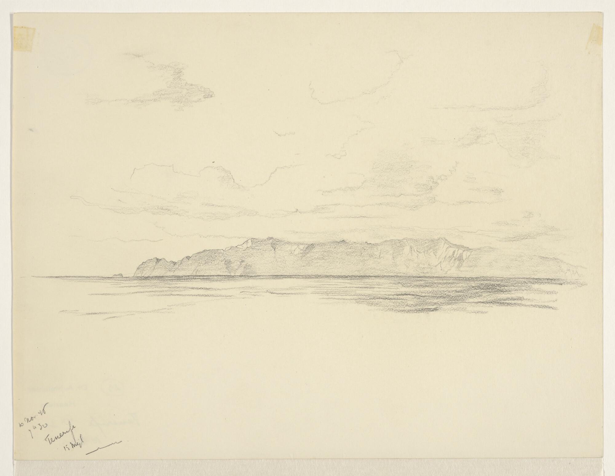 S.4035(012); De walvisjager AM 1 van Vinke & Co varende onder de Zuidpunt van Tenerife; tekening