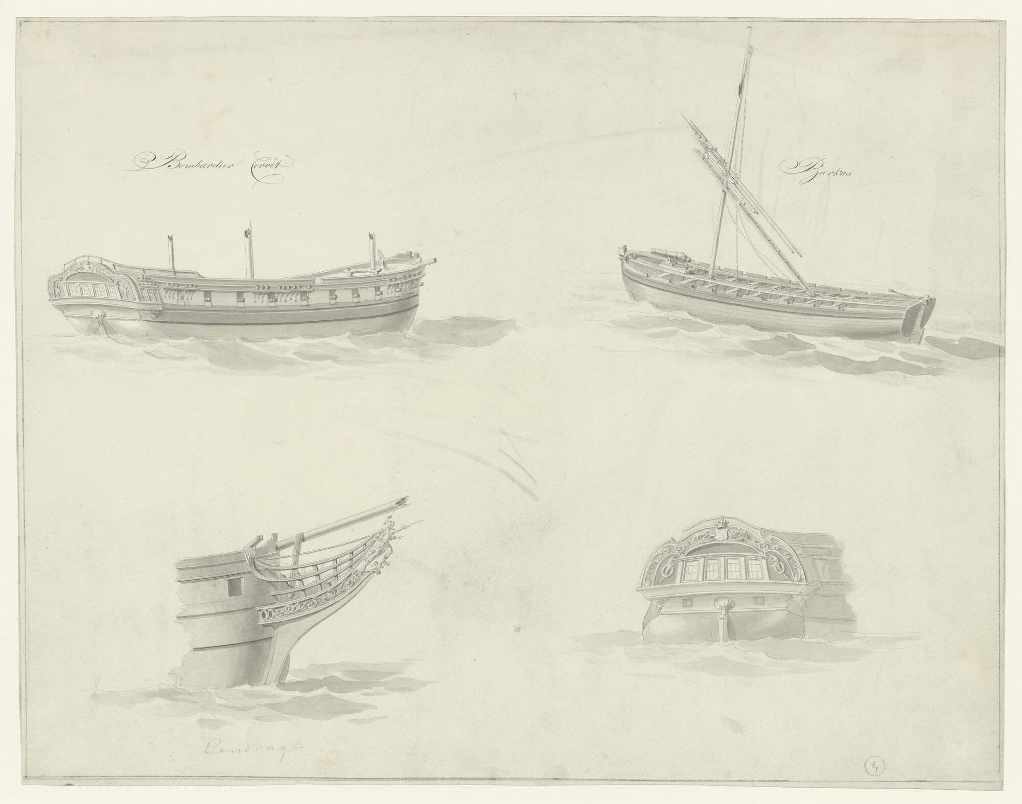 A.1081(a) [nr 0004]; Vier schepen van de Koninklijke Marine; tekening