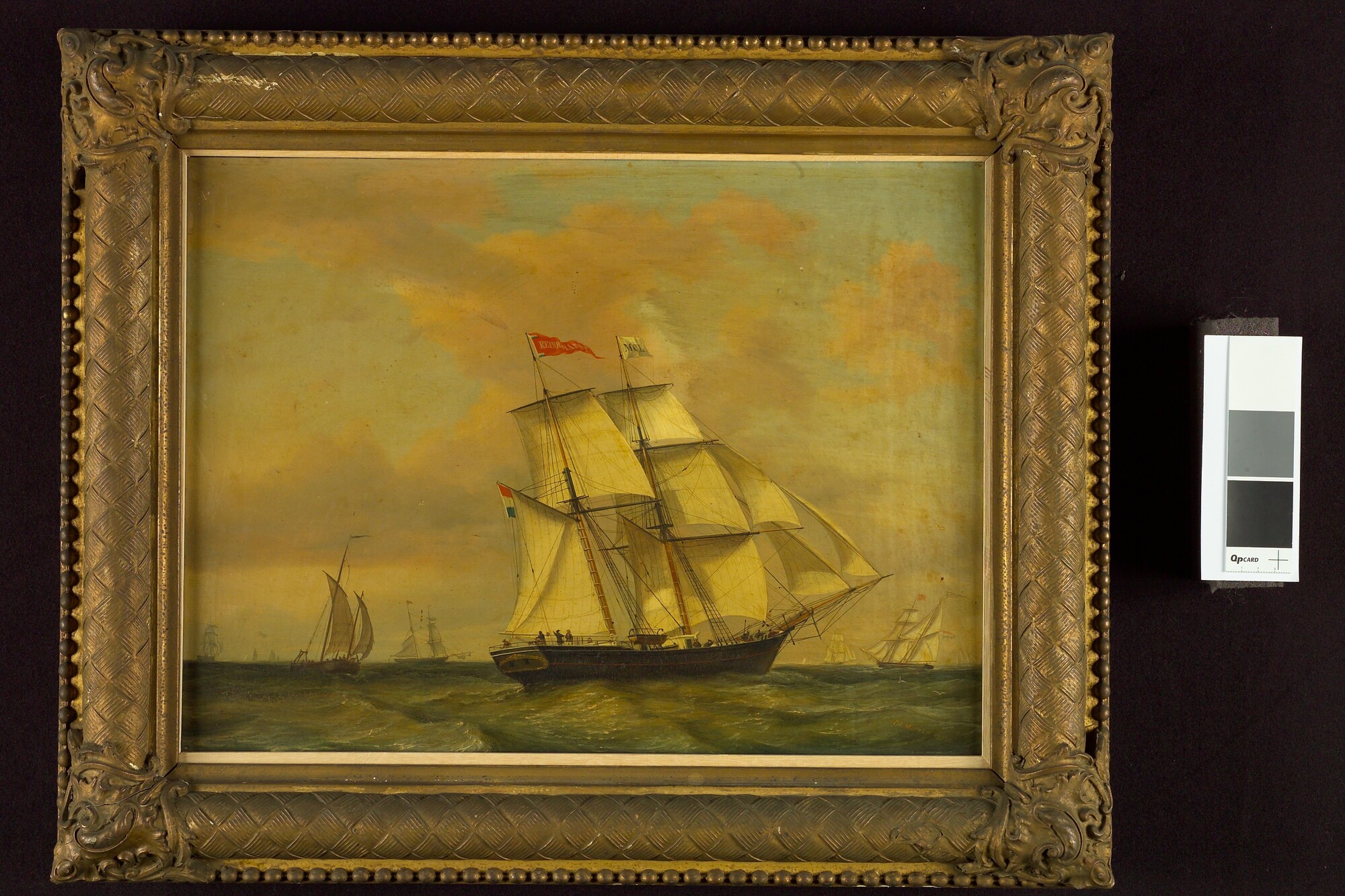 S.4488(03); Het brikschip Reinhardt van rederij Lapidoth; schilderij