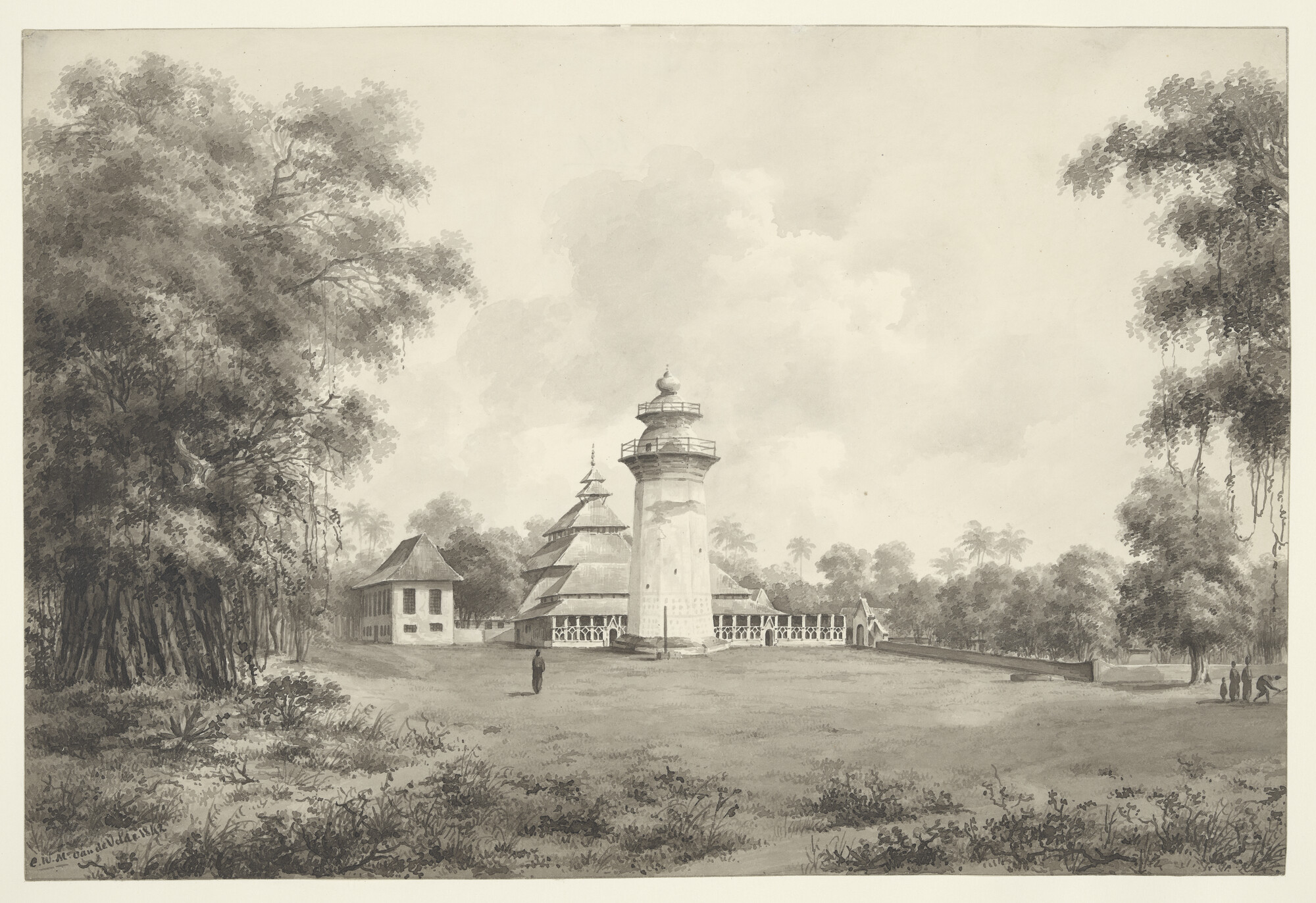 S.2931(03)05; Javaanse tempel en heilige graven bij Bantam; tekening