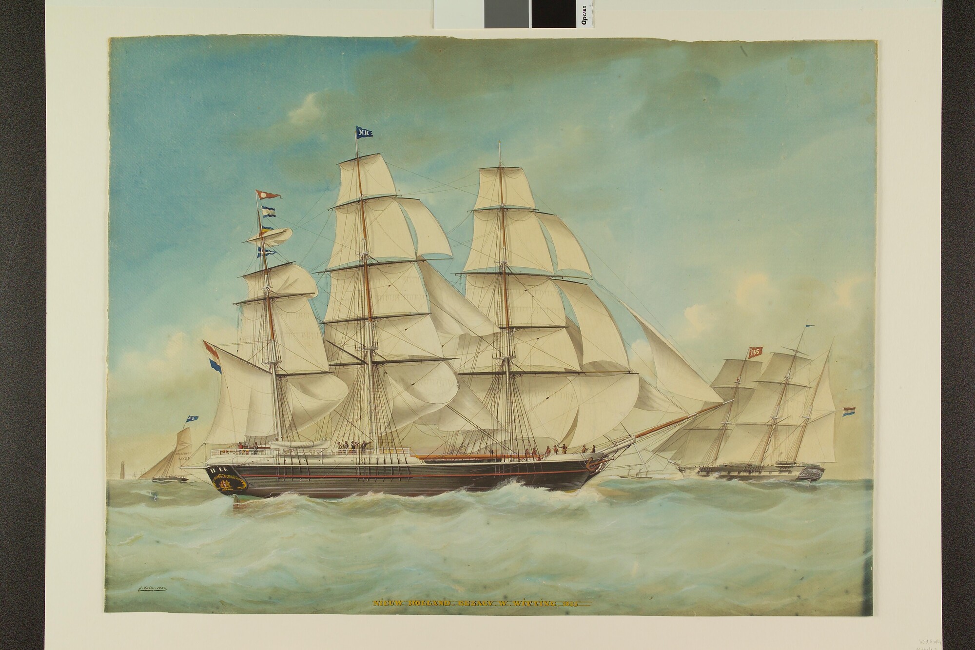 A.5420(01); Het fregatschip Nieuw Holland; tekening